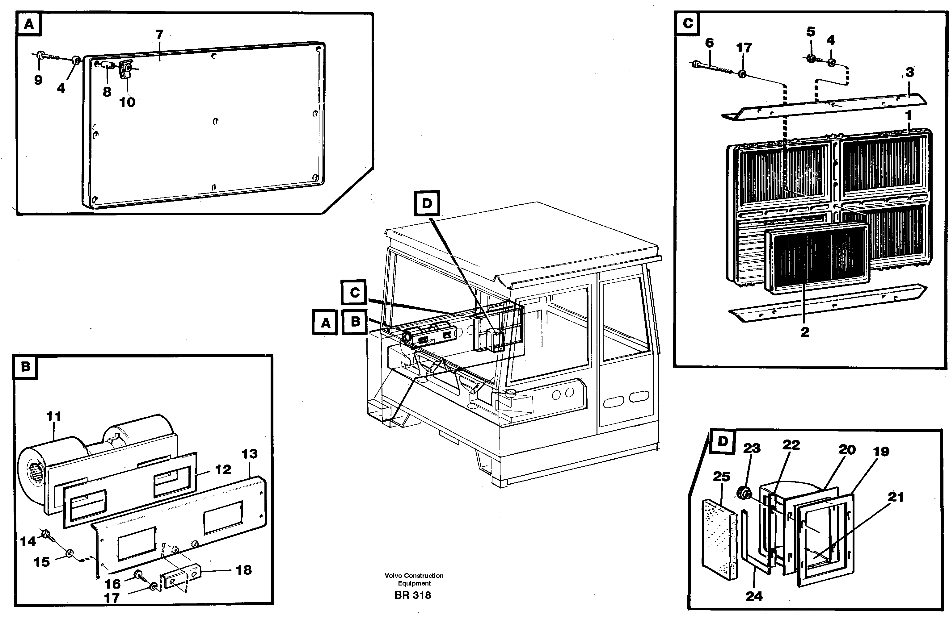 Схема запчастей Volvo A40 - 33599 Air distribution - inlet and air return A40 SER NO 1201-, SER NO USA 60101-