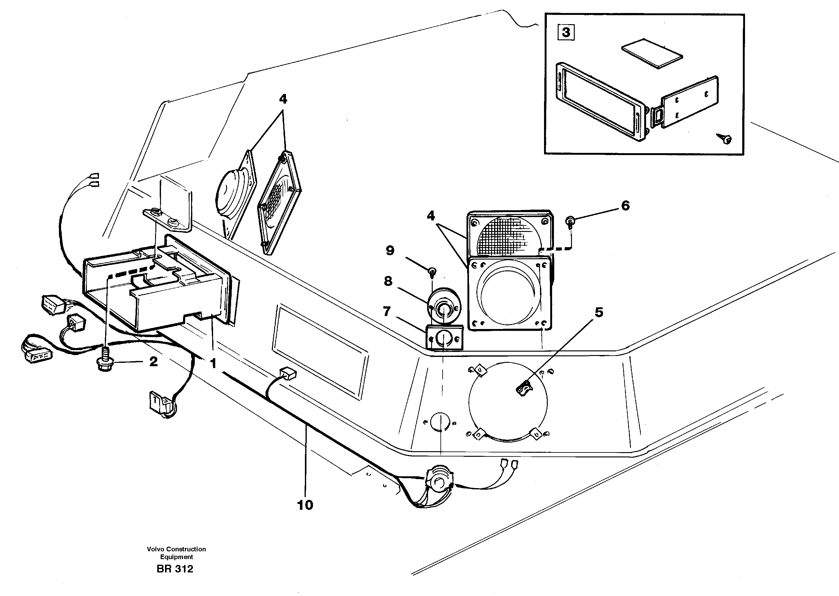 Схема запчастей Volvo A40 - 34278 Radio bracket A40 SER NO 1201-, SER NO USA 60101-