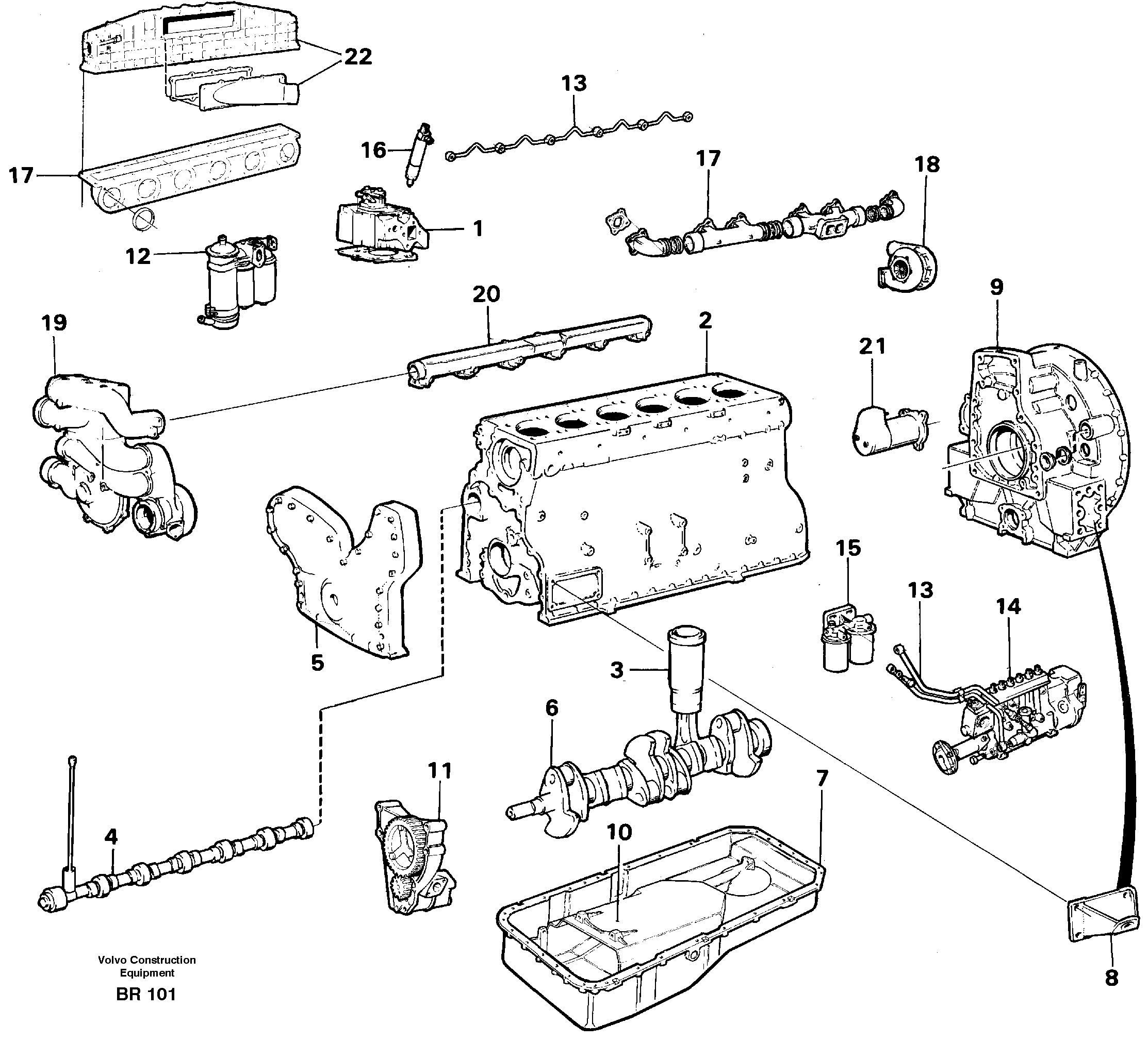 Схема запчастей Volvo A40 - 24600 Двигатель в сборе A40 SER NO 1201-, SER NO USA 60101-