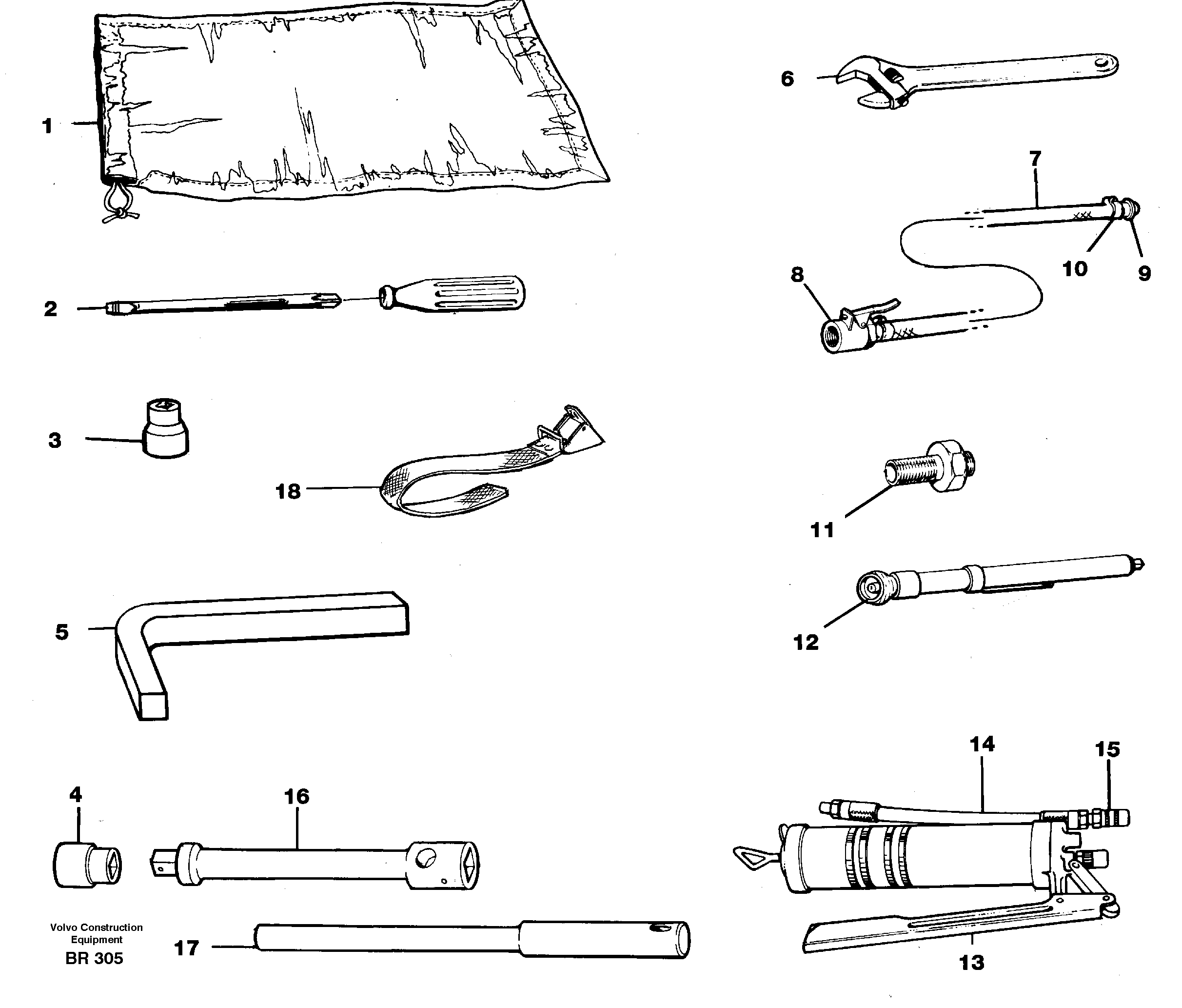 Схема запчастей Volvo A40 - 68852 Набор инструментов A40 SER NO 1201-, SER NO USA 60101-