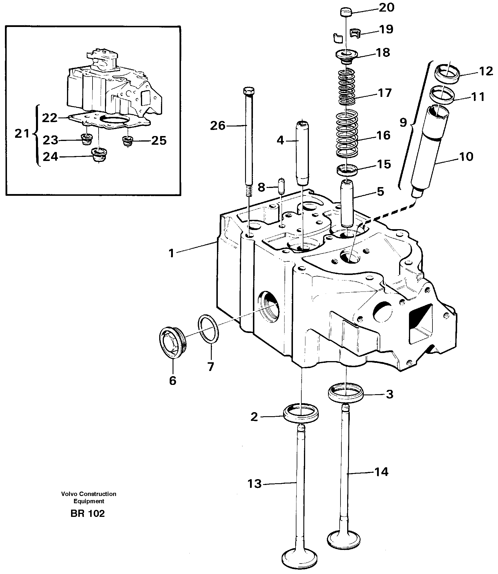 Схема запчастей Volvo A40 - 24601 Головка блока цилиндров A40 SER NO 1201-, SER NO USA 60101-