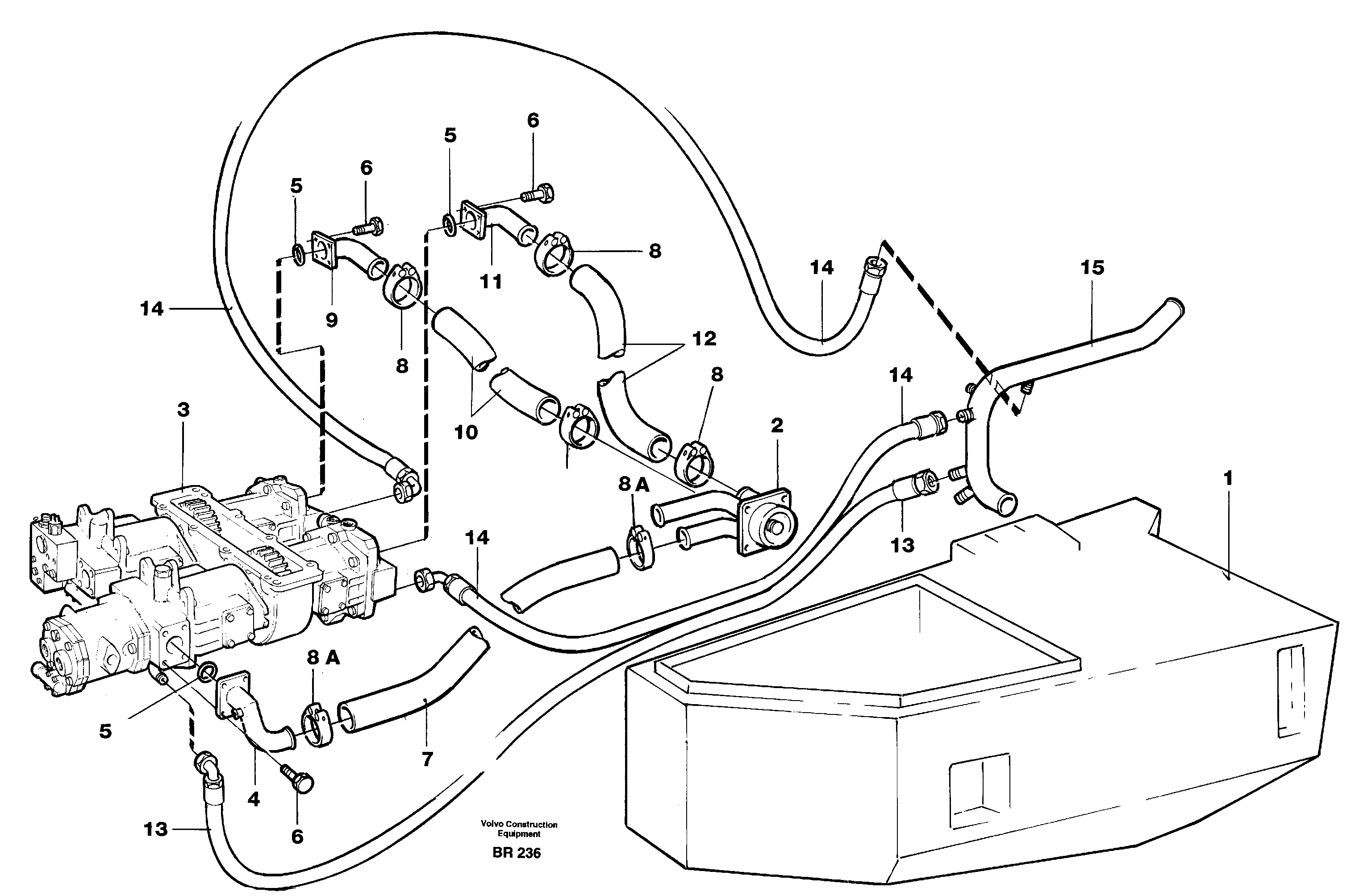 Схема запчастей Volvo A40 - 39485 Hydraulic system, motor unit A40 SER NO 1201-, SER NO USA 60101-