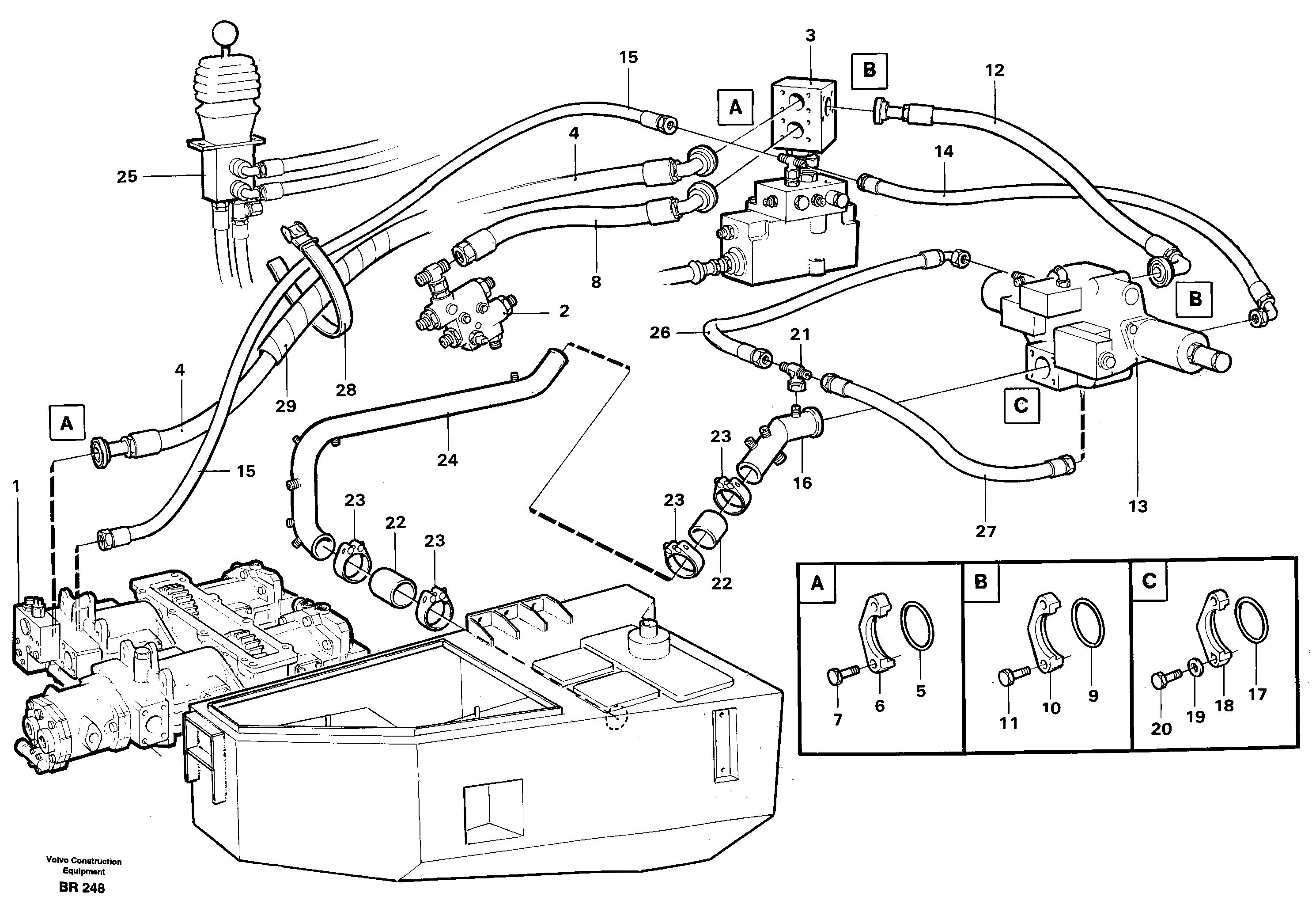 Схема запчастей Volvo A40 - 54475 Tipping system, motor unit A40 SER NO 1201-, SER NO USA 60101-