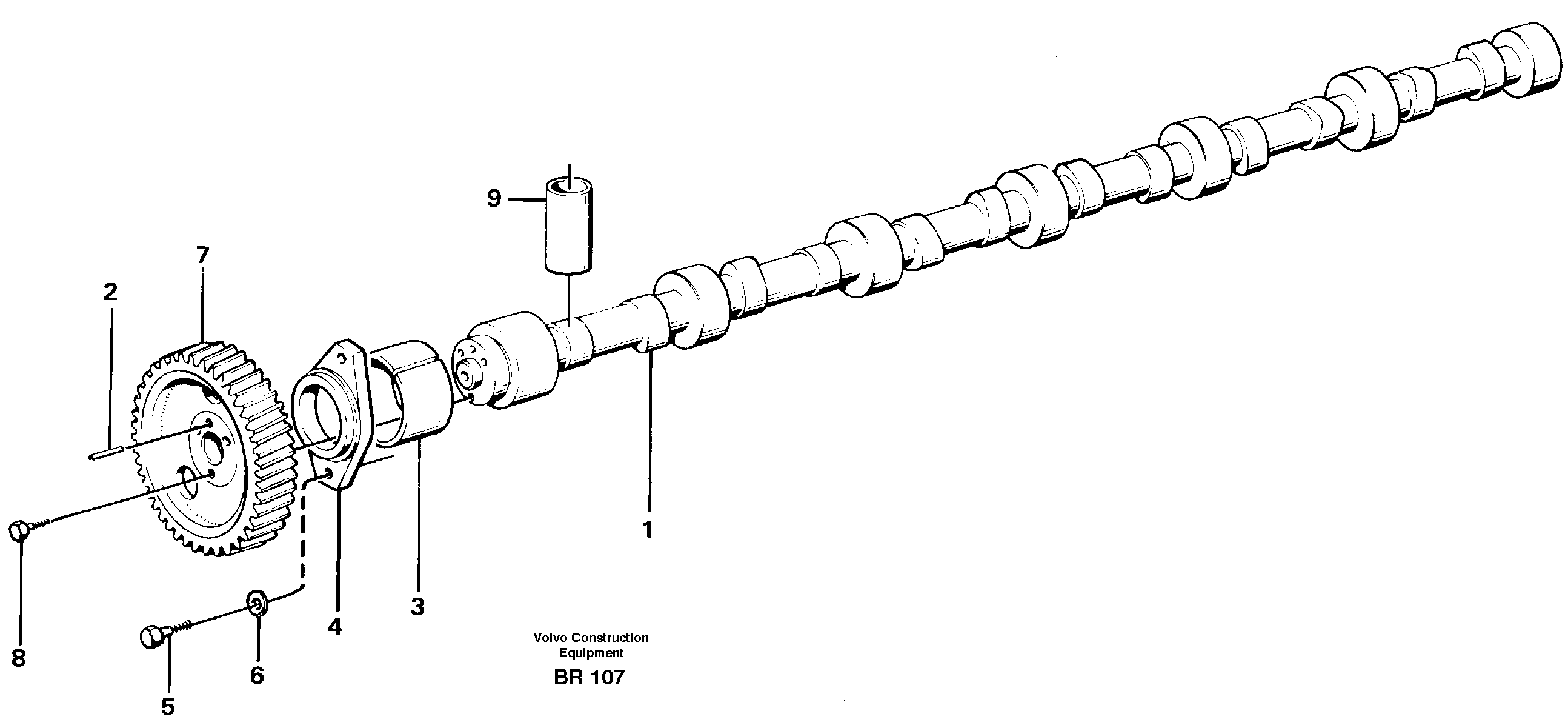 Схема запчастей Volvo A40 - 56973 Распредвал A40 SER NO 1201-, SER NO USA 60101-