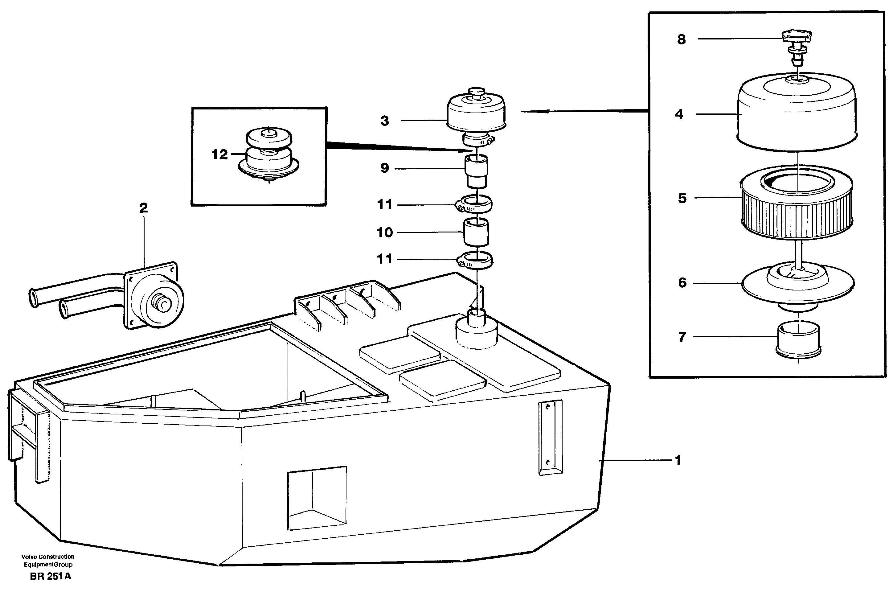 Схема запчастей Volvo A40 - 70463 Hydraulic oil tank, with fitting parts A40 SER NO 1201-, SER NO USA 60101-