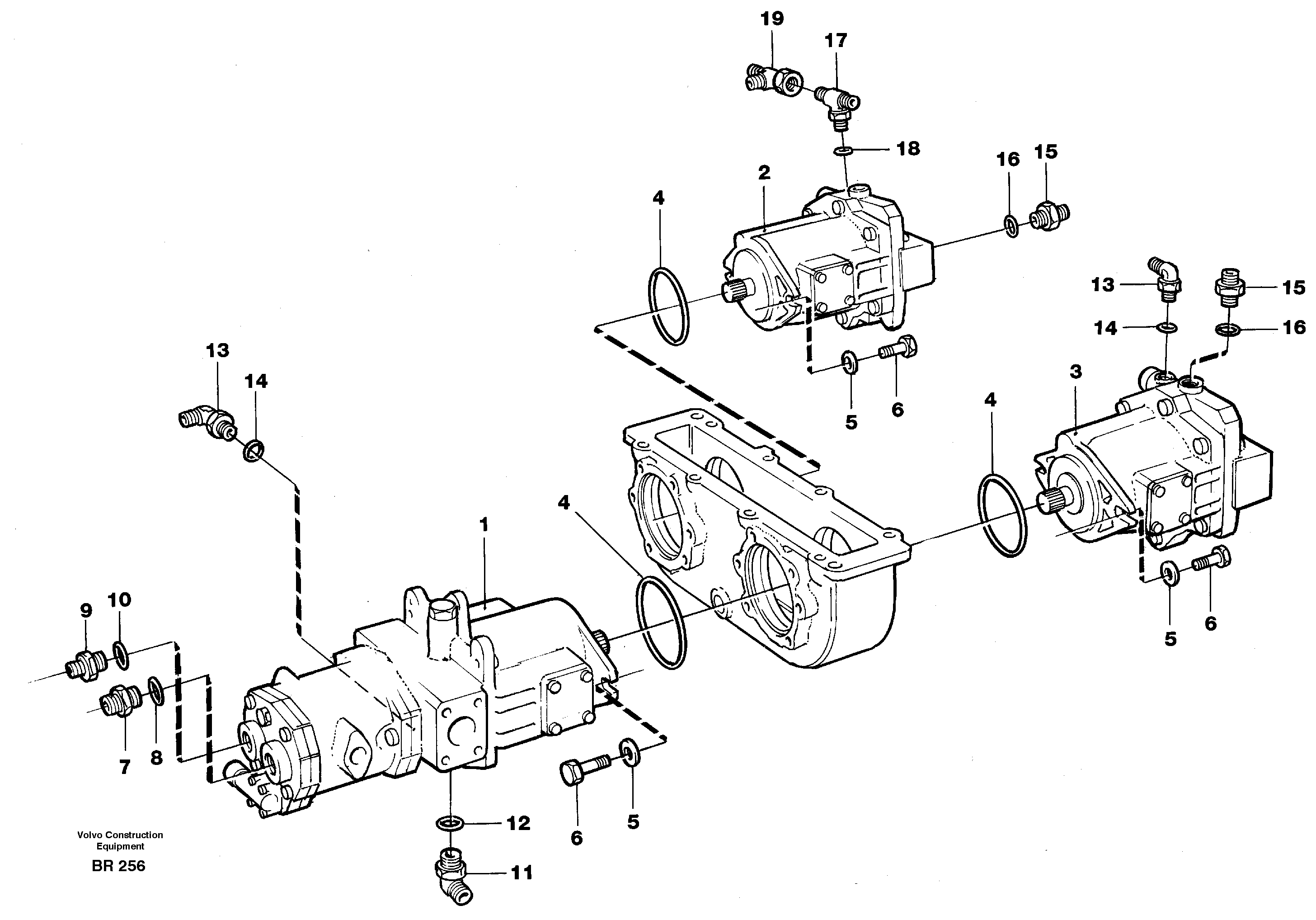 Схема запчастей Volvo A40 - 59018 Hydraulic pump with fitting parts A40 SER NO 1201-, SER NO USA 60101-