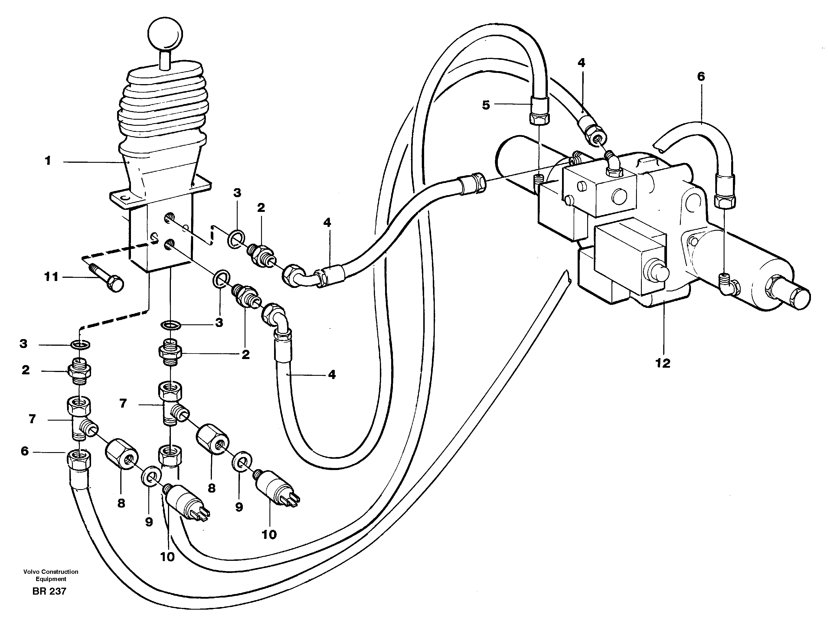 Схема запчастей Volvo A40 - 20966 Servo system, tipper control A40 SER NO 1201-, SER NO USA 60101-
