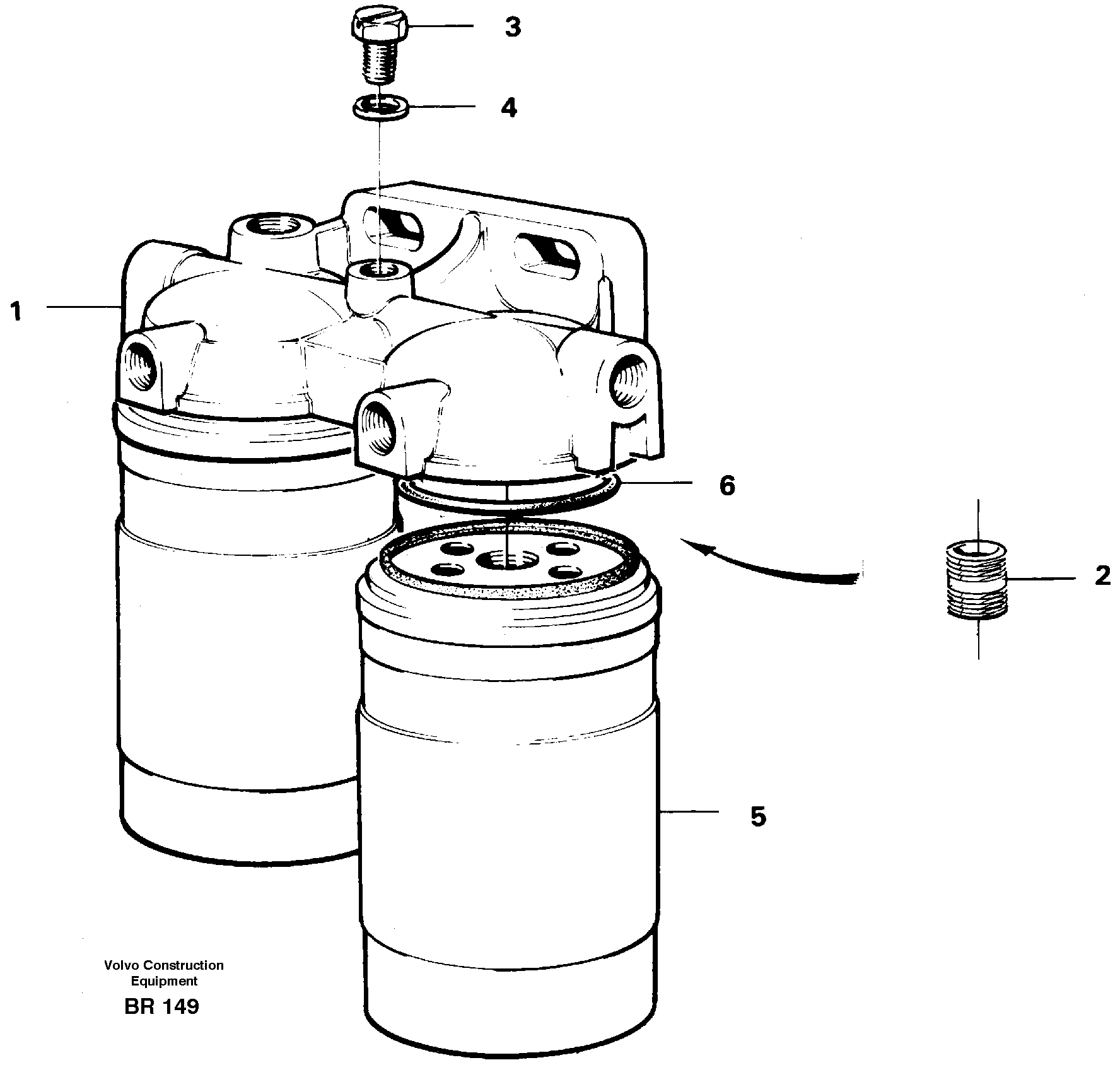 Схема запчастей Volvo A40 - 23471 Фильтр топливный A40 SER NO 1201-, SER NO USA 60101-