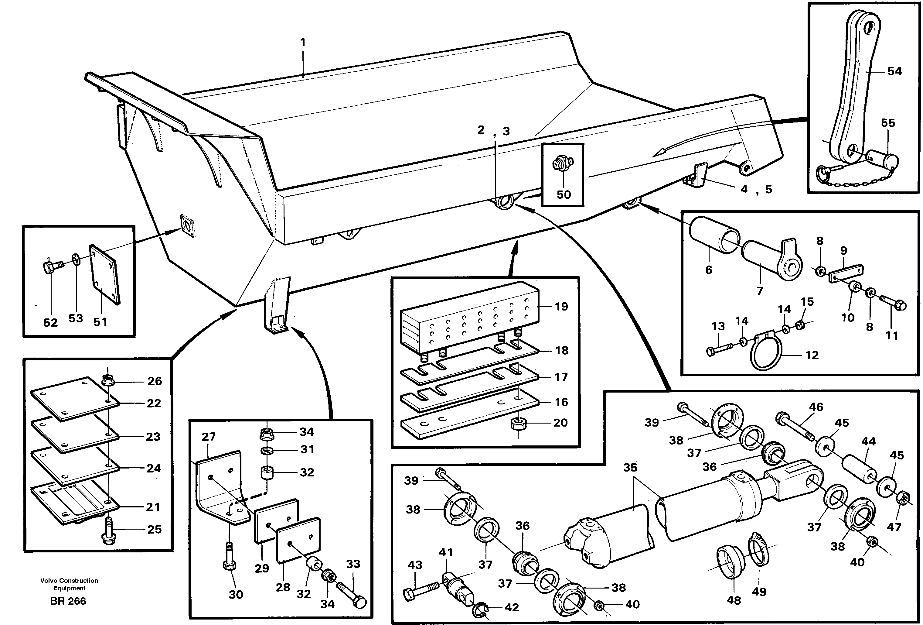 Схема запчастей Volvo A40 - 83383 Dumper basket with fitting parts A40 SER NO 1201-, SER NO USA 60101-