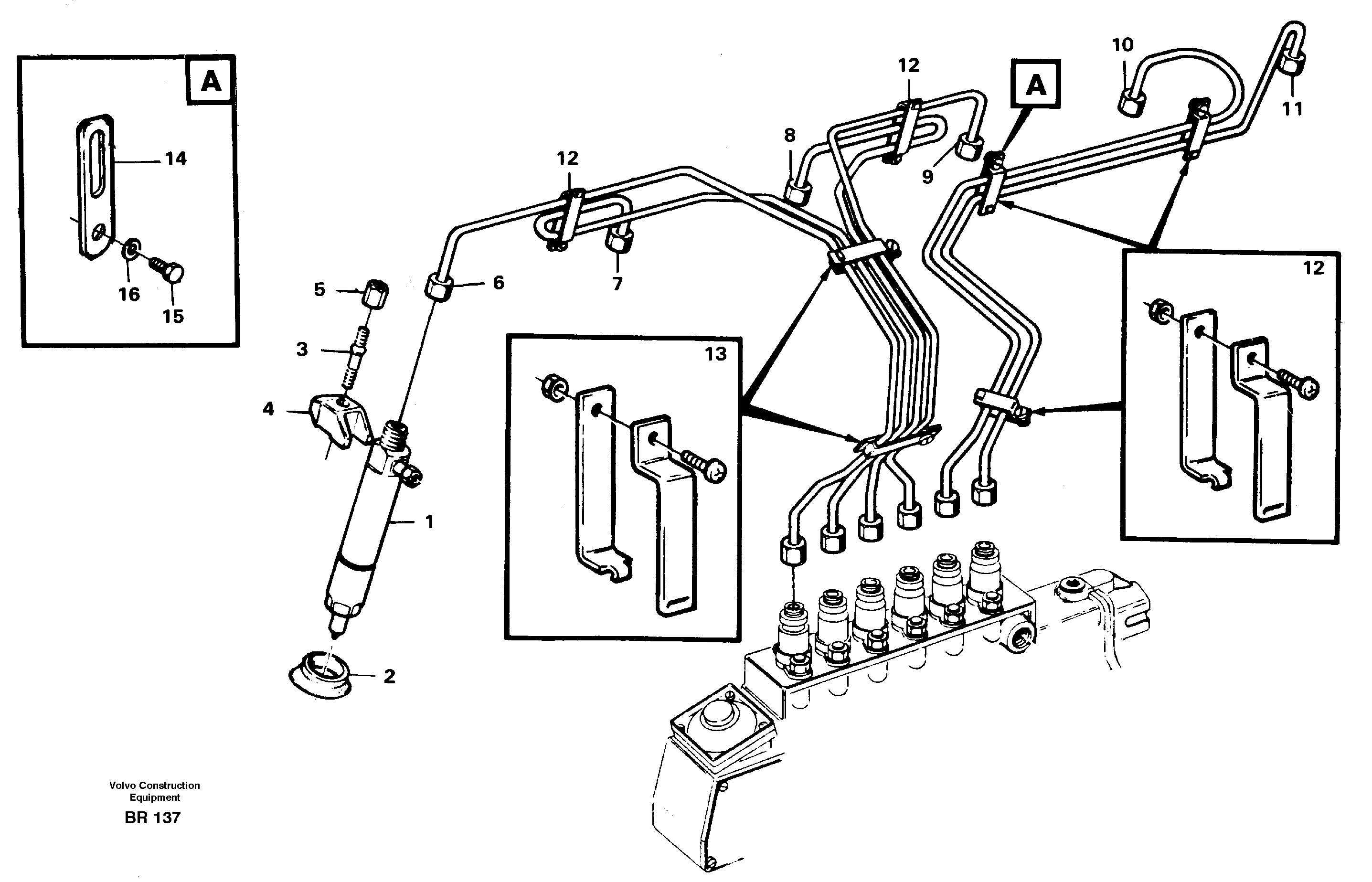 Схема запчастей Volvo A40 - 60980 Delivery pipes-injectors A40 SER NO 1201-, SER NO USA 60101-