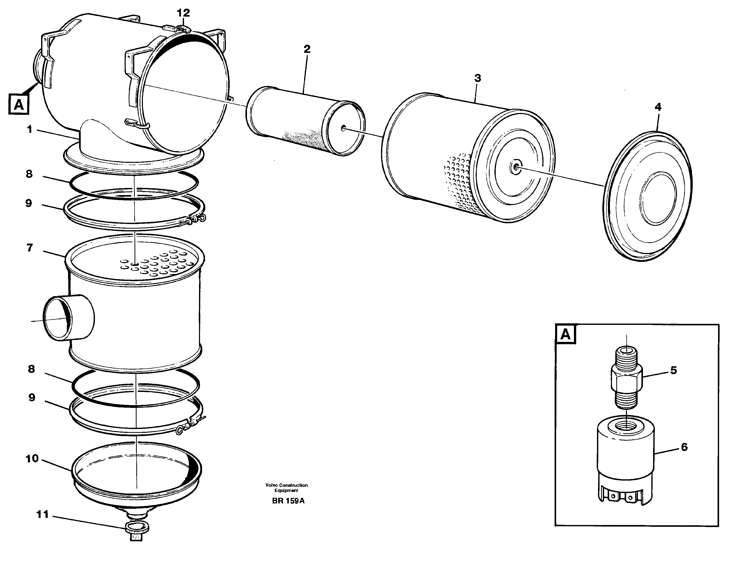 Схема запчастей Volvo A40 - 23743 Фильтр воздушный A40 SER NO 1201-, SER NO USA 60101-