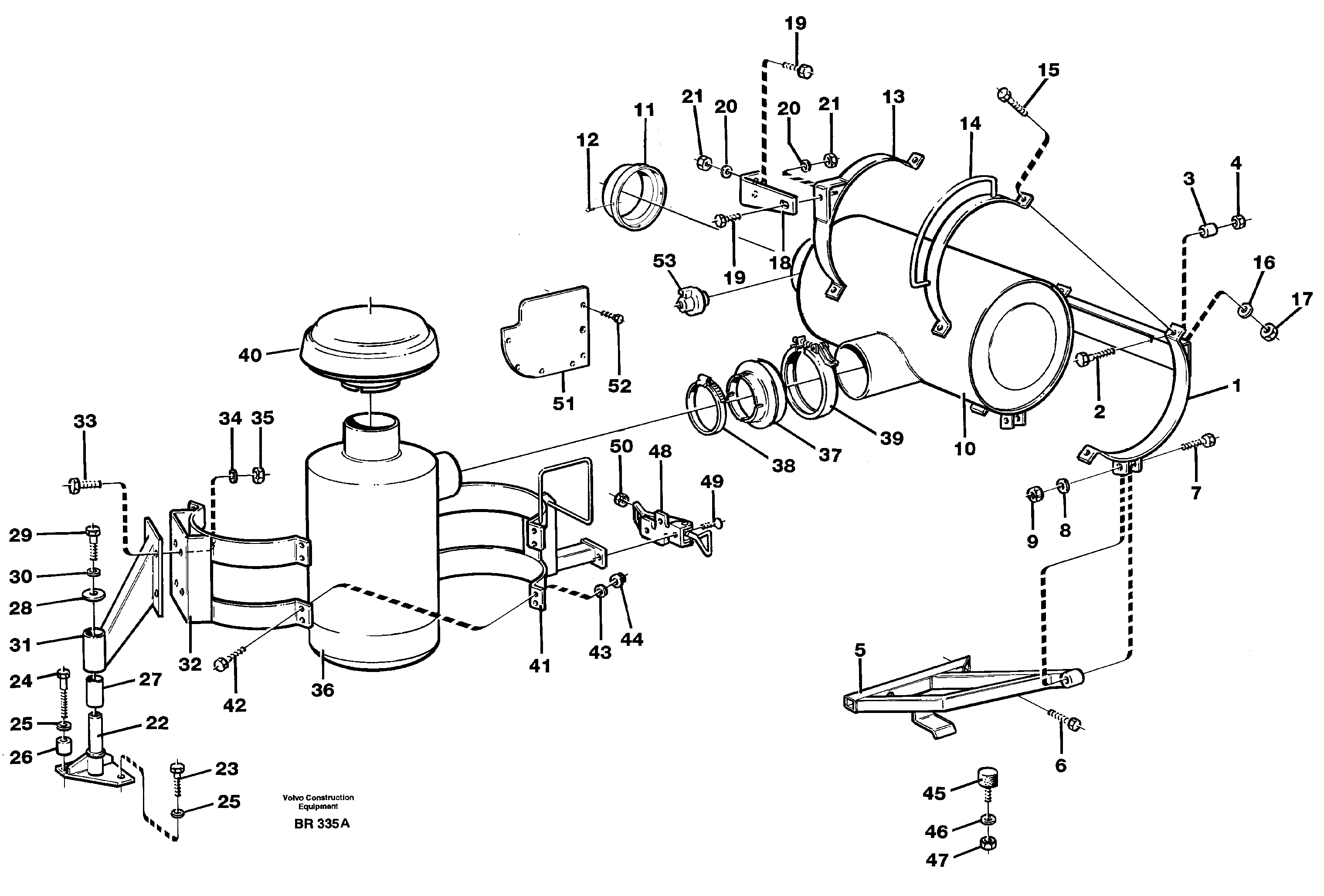 Схема запчастей Volvo A40 - 82348 Oil bath air filter with fitting parts A40 SER NO 1201-, SER NO USA 60101-