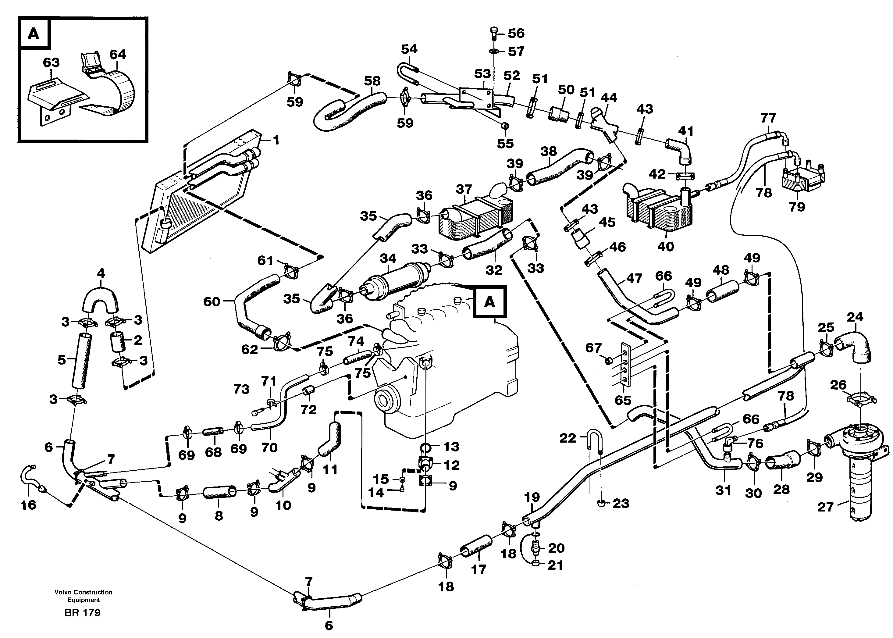 Схема запчастей Volvo A40 - 89973 Система охлаждения A40 SER NO 1201-, SER NO USA 60101-