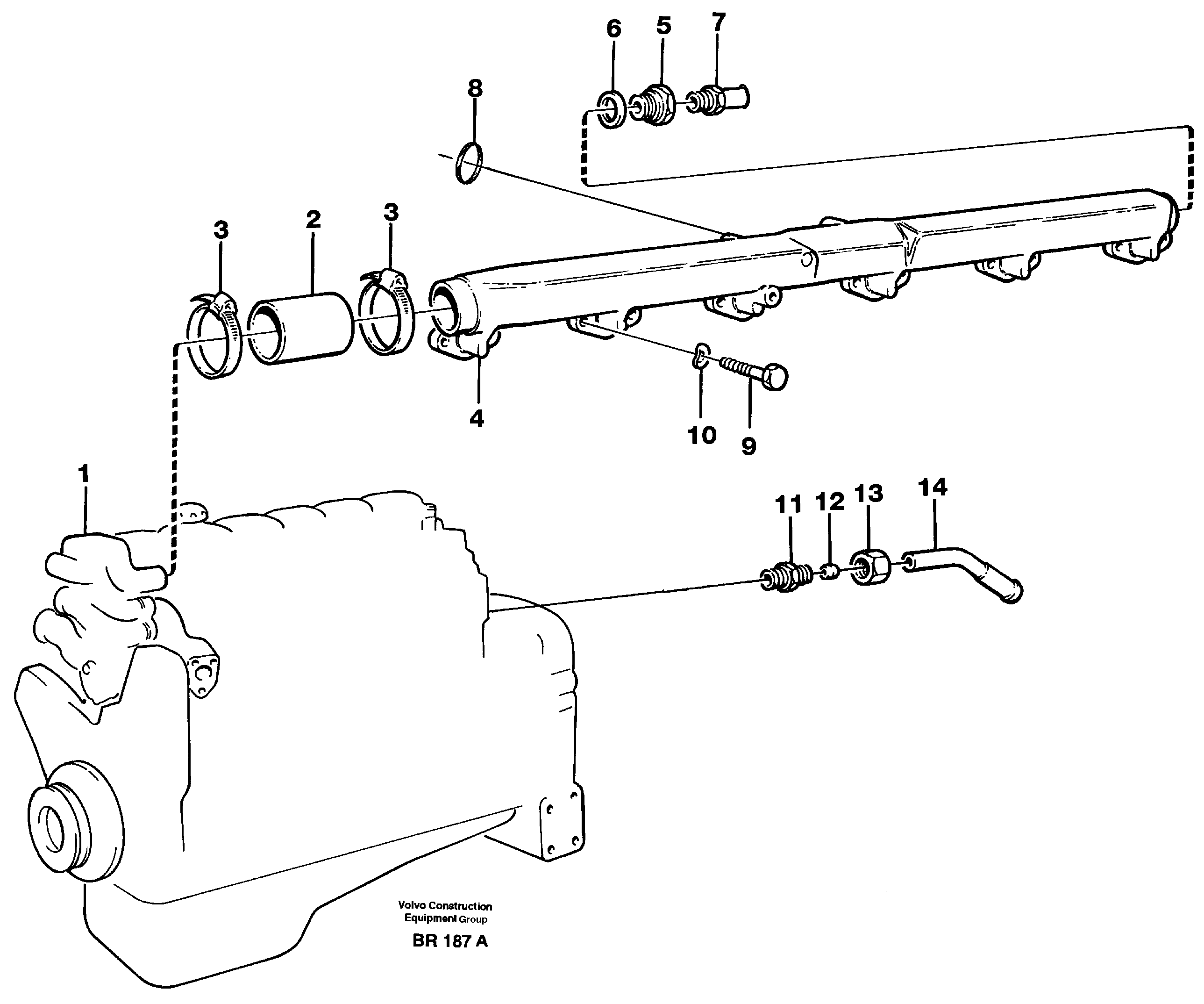 Схема запчастей Volvo A40 - 67768 Coolant pipe, cylinder head A40 SER NO 1201-, SER NO USA 60101-