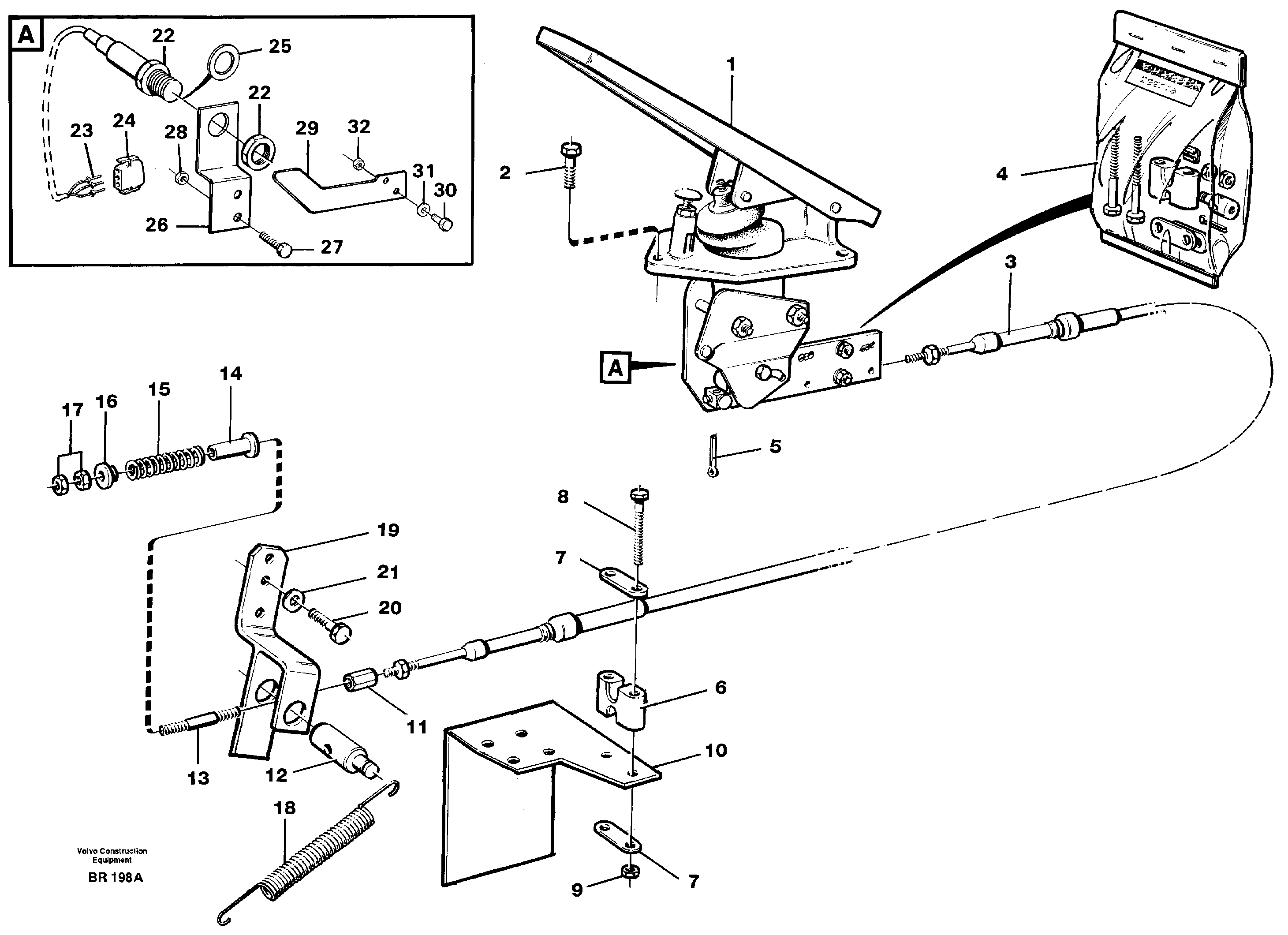 Схема запчастей Volvo A40 - 96492 Engine speed control, accelerator pedal A40 SER NO 1201-, SER NO USA 60101-