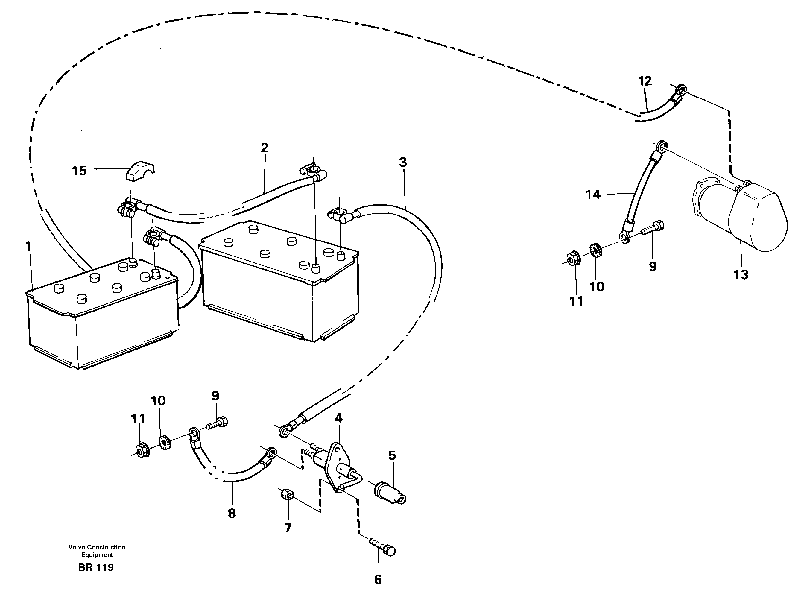 Схема запчастей Volvo A40 - 22646 Battery with assembling details A40 SER NO 1201-, SER NO USA 60101-