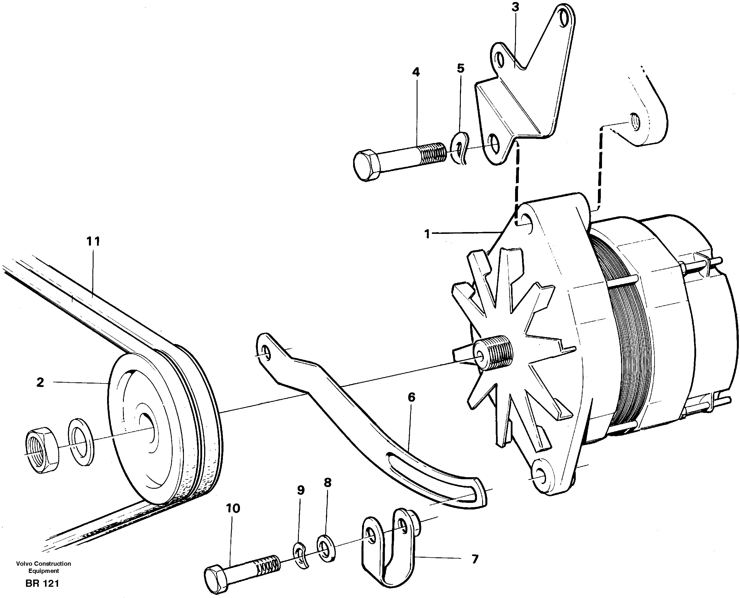 Схема запчастей Volvo A40 - 23752 Alternator with assembling details A40 SER NO 1201-, SER NO USA 60101-