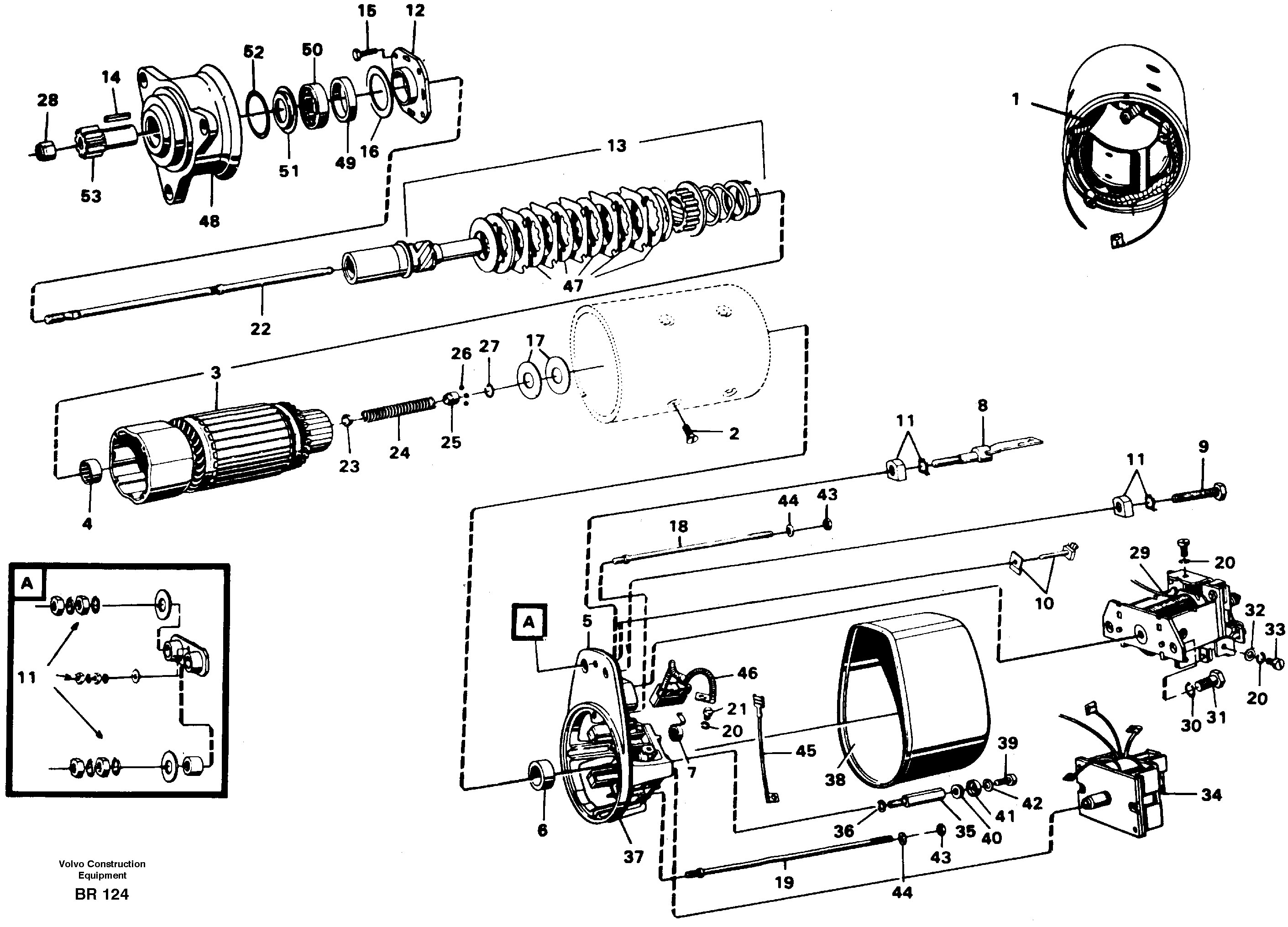 Схема запчастей Volvo A40 - 15383 Starter motor A40 SER NO 1201-, SER NO USA 60101-