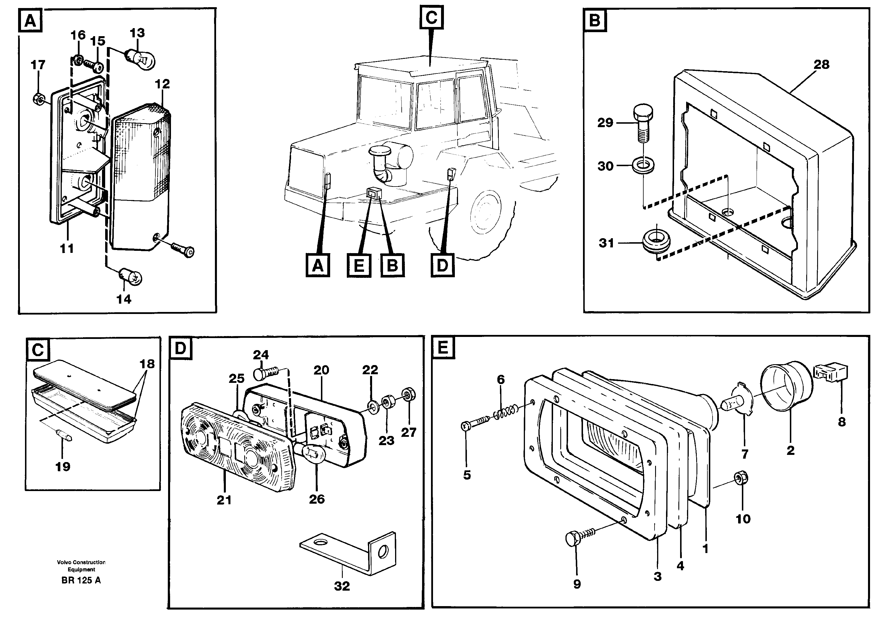 Схема запчастей Volvo A40 - 2444 Lighting, front A40 SER NO 1201-, SER NO USA 60101-