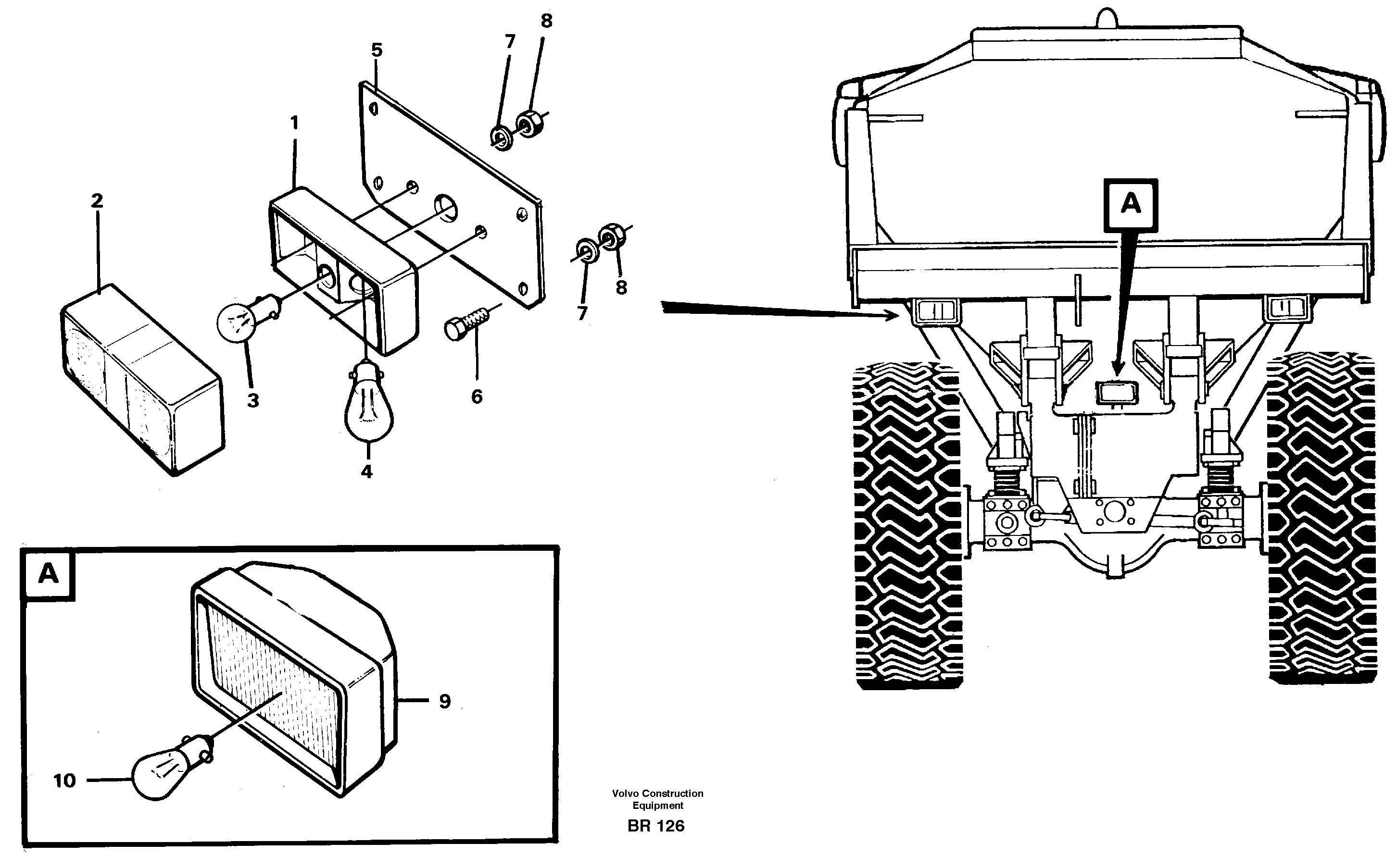 Схема запчастей Volvo A40 - 36591 Lighting, rear A40 SER NO 1201-, SER NO USA 60101-