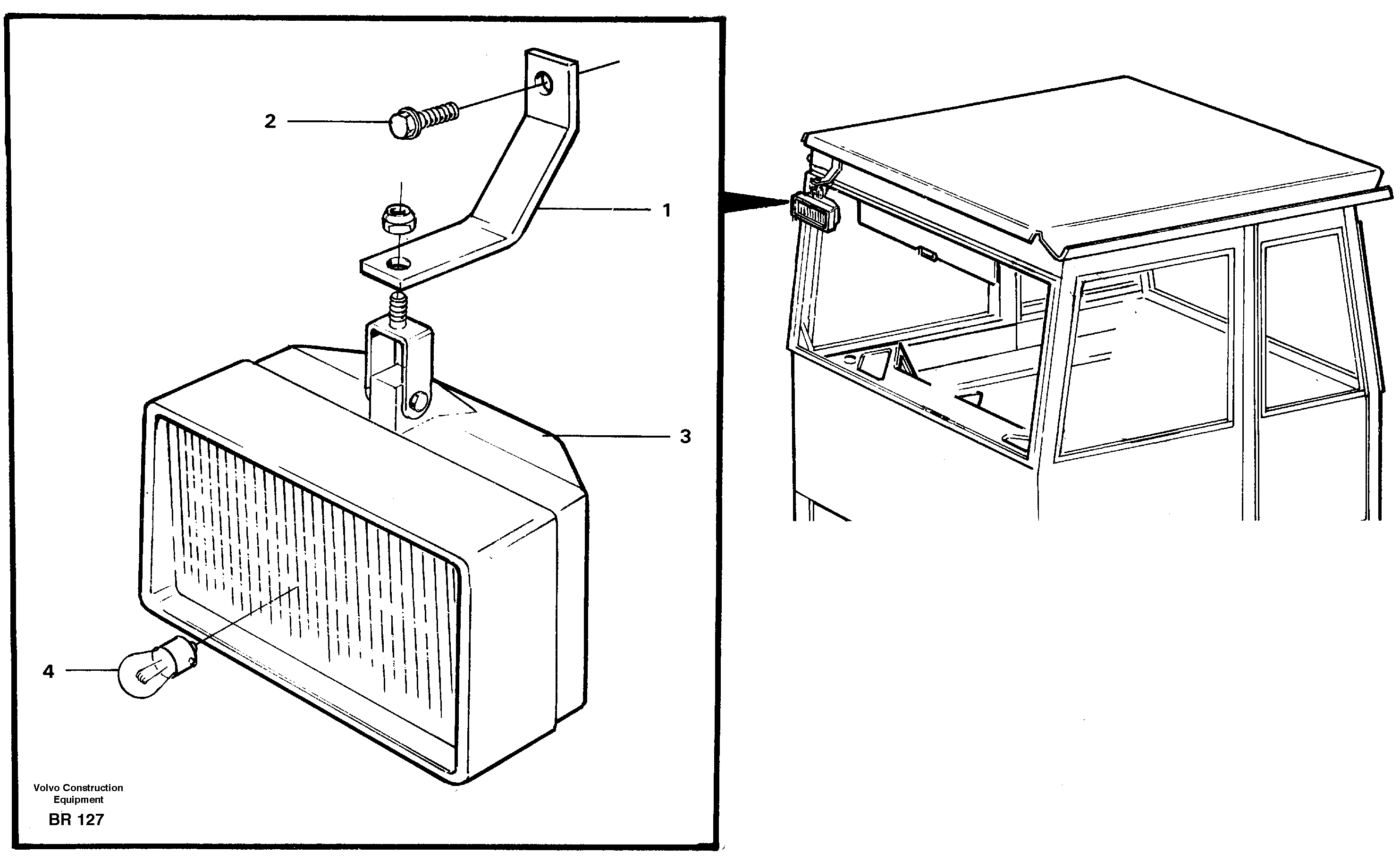 Схема запчастей Volvo A40 - 60983 Work lights A40 SER NO 1201-, SER NO USA 60101-