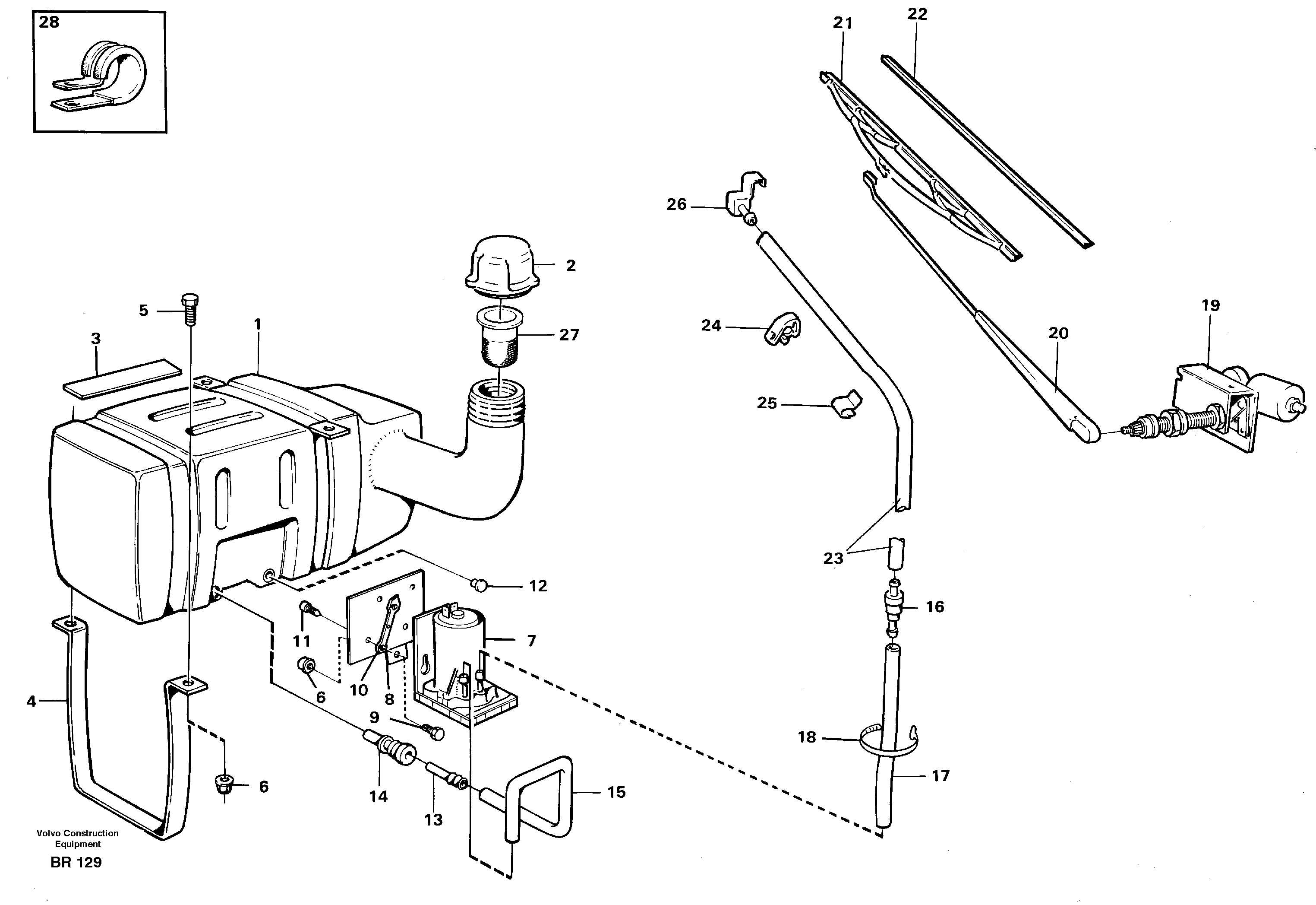Схема запчастей Volvo A40 - 36597 Windscreen washer and wiper A40 SER NO 1201-, SER NO USA 60101-