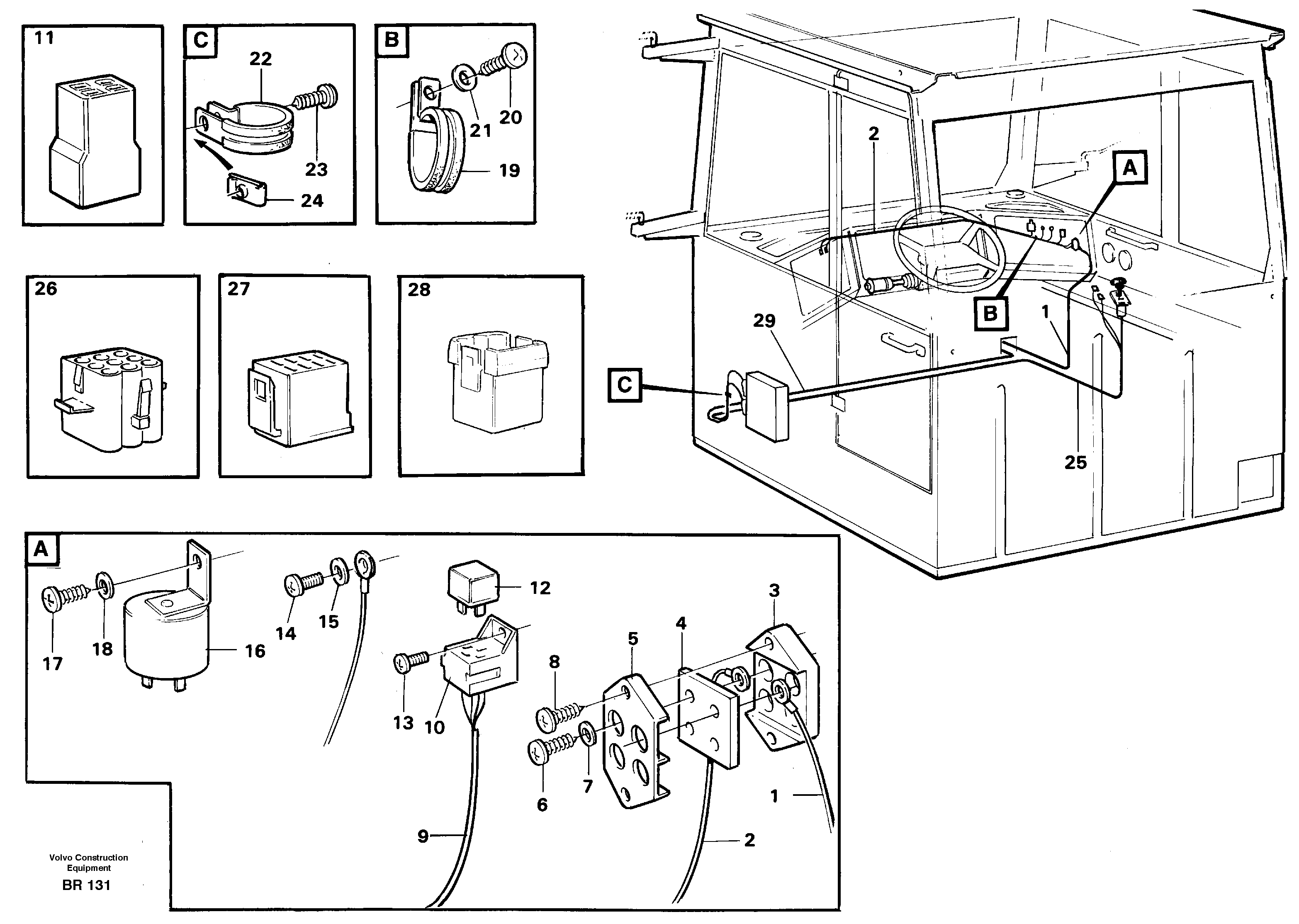 Схема запчастей Volvo A40 - 36602 Cable harnesses, cab A40 SER NO 1201-, SER NO USA 60101-