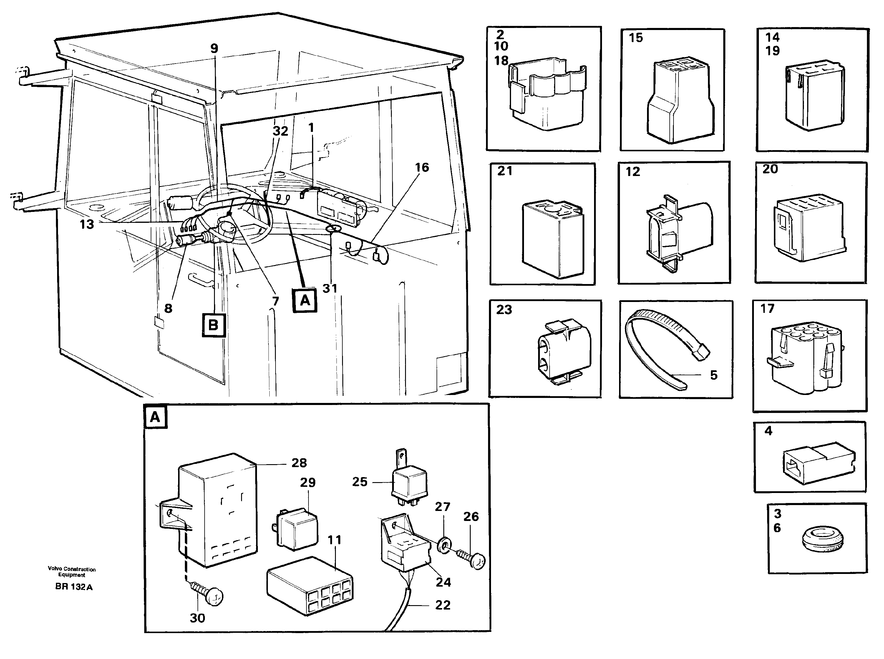 Схема запчастей Volvo A40 - 36605 Cable harnesses, cab A40 SER NO 1201-, SER NO USA 60101-