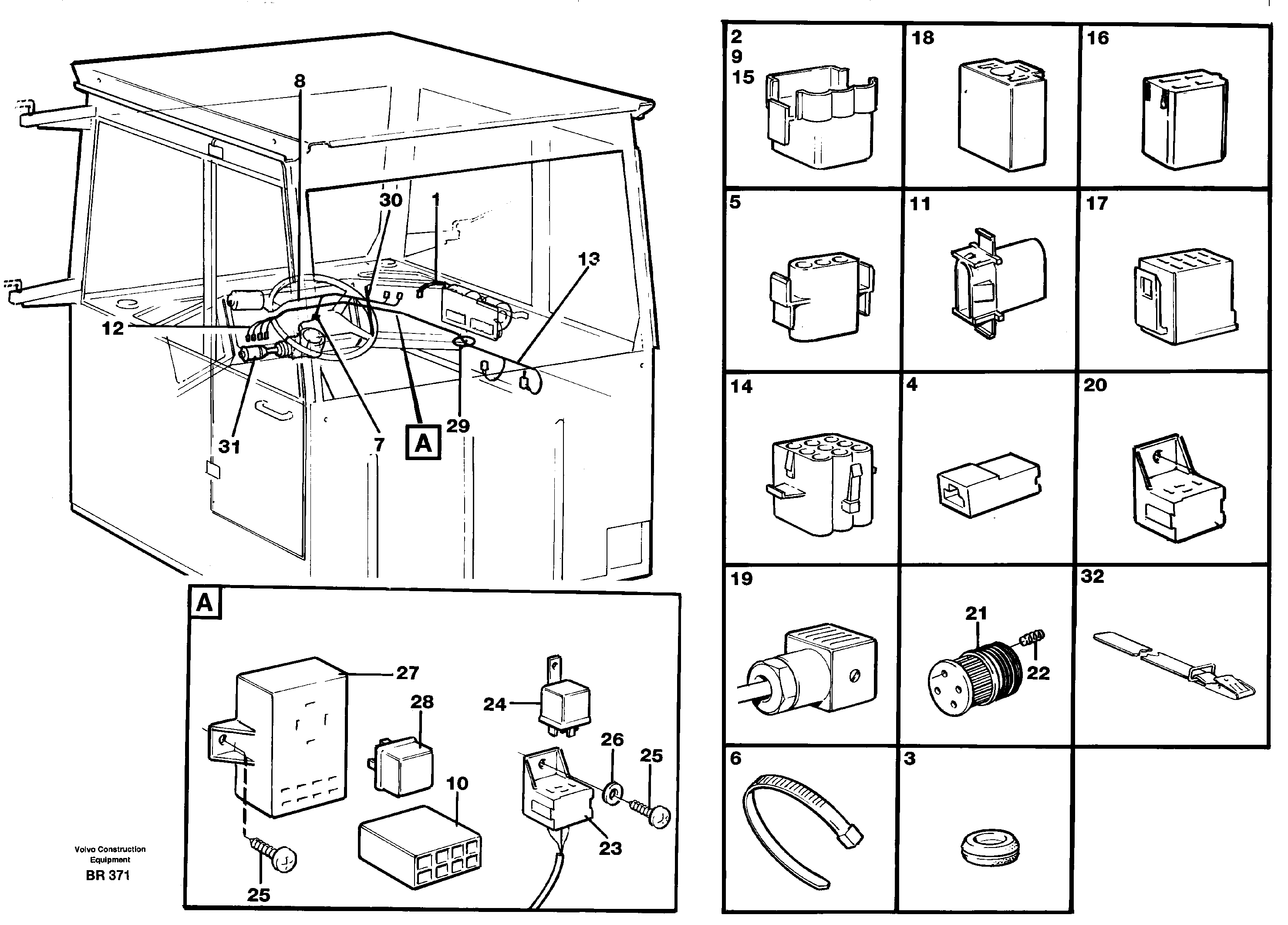 Схема запчастей Volvo A40 - 36606 Cable harnesses, cab A40 SER NO 1201-, SER NO USA 60101-