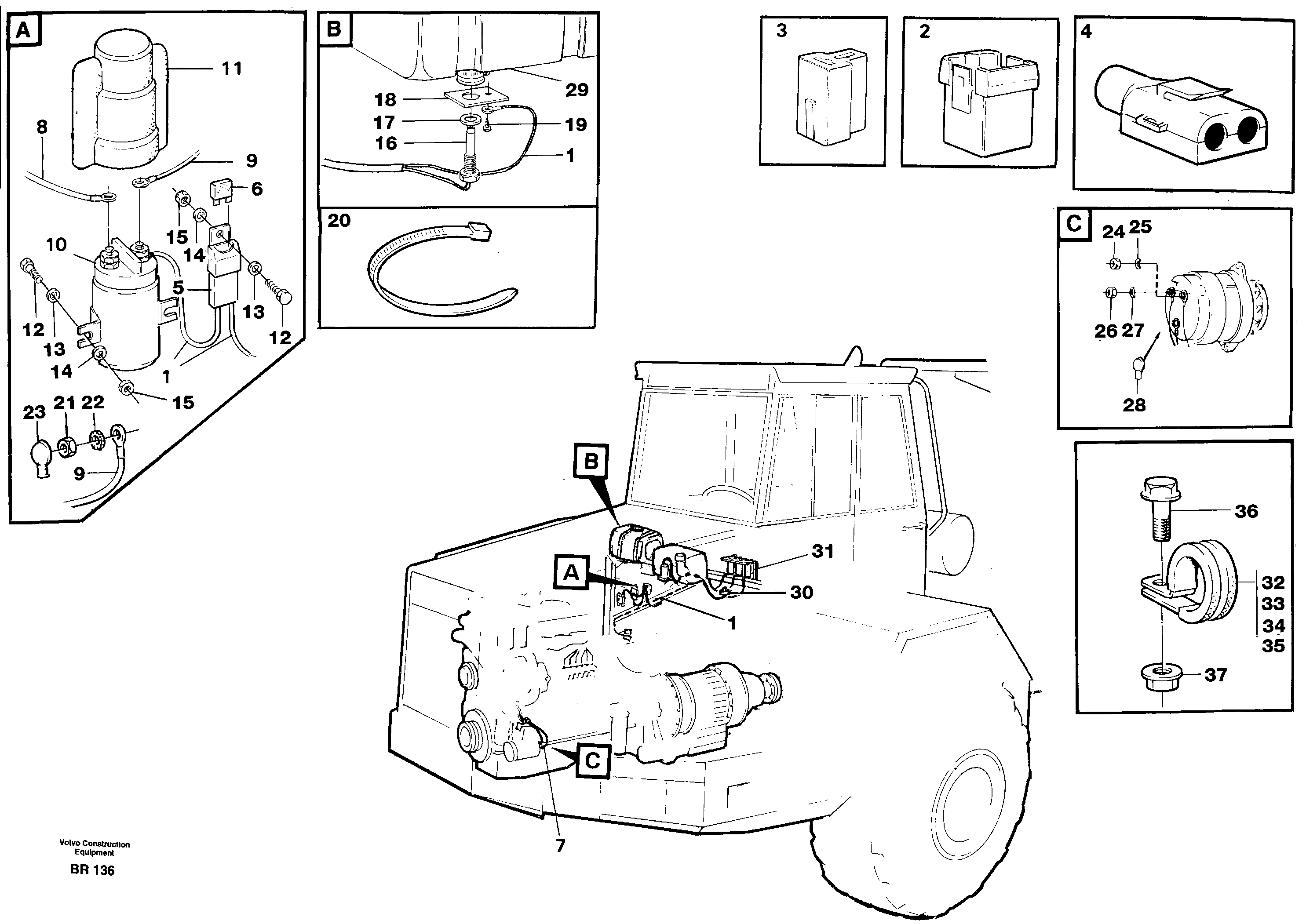 Схема запчастей Volvo A40 - 83419 Cable harnesses, front A40 SER NO 1201-, SER NO USA 60101-