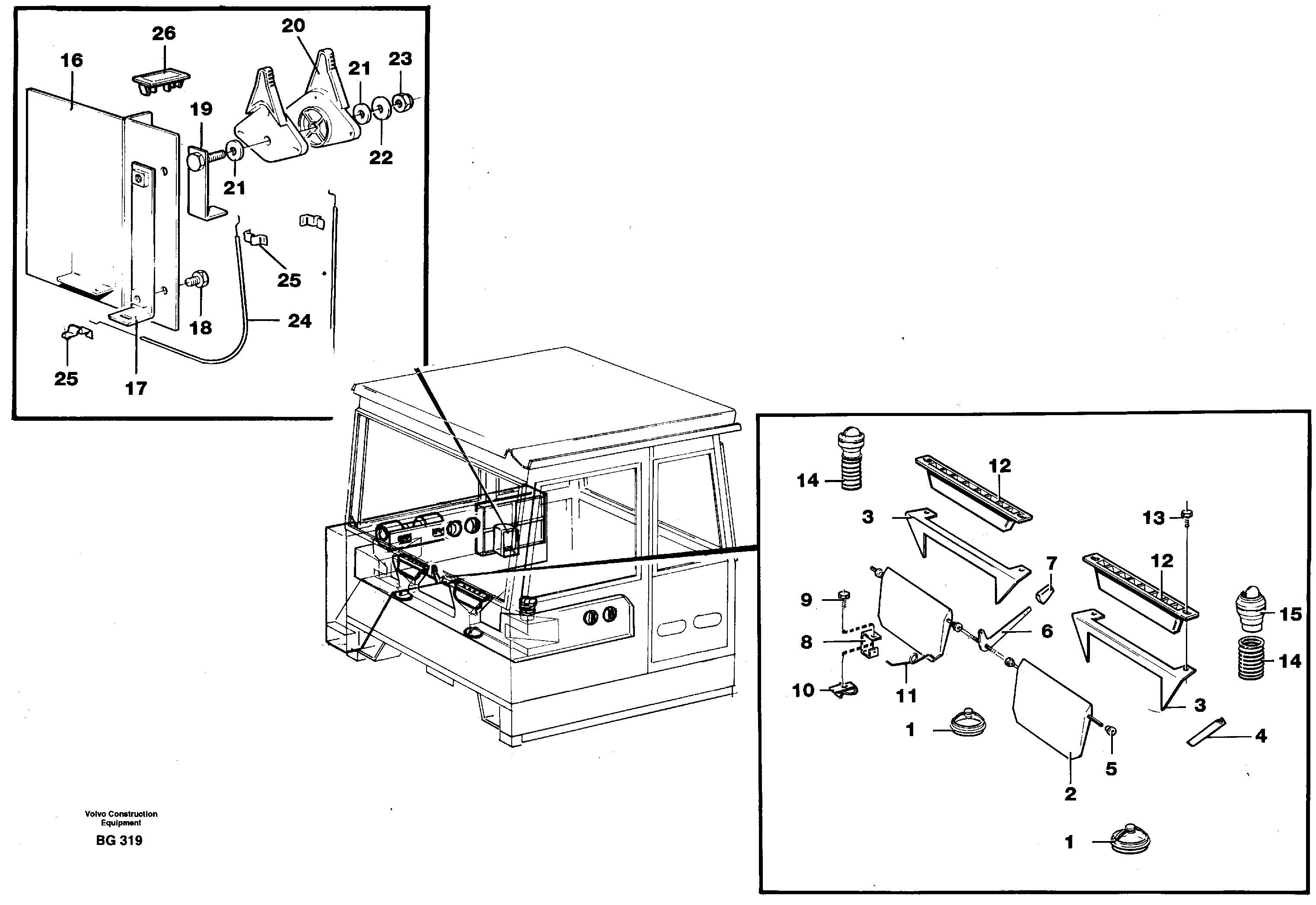 Схема запчастей Volvo A40 - 24213 Air distribution. Outlet and controls A40 VOLVO BM VOLVO BM A40 SER NO - 1151/- 60026