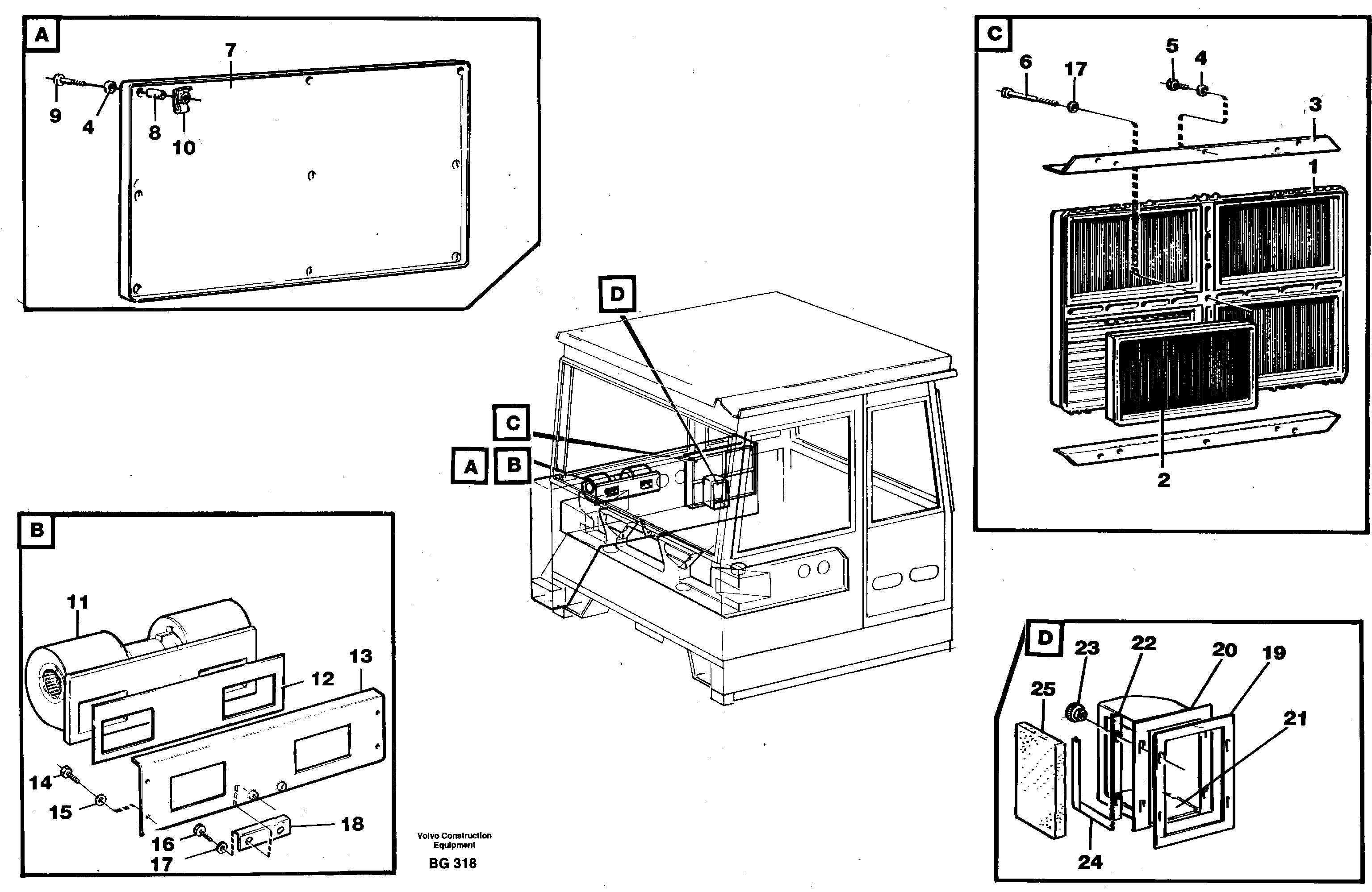 Схема запчастей Volvo A40 - 36486 Air distribution. Inlet and air return A40 VOLVO BM VOLVO BM A40 SER NO - 1151/- 60026