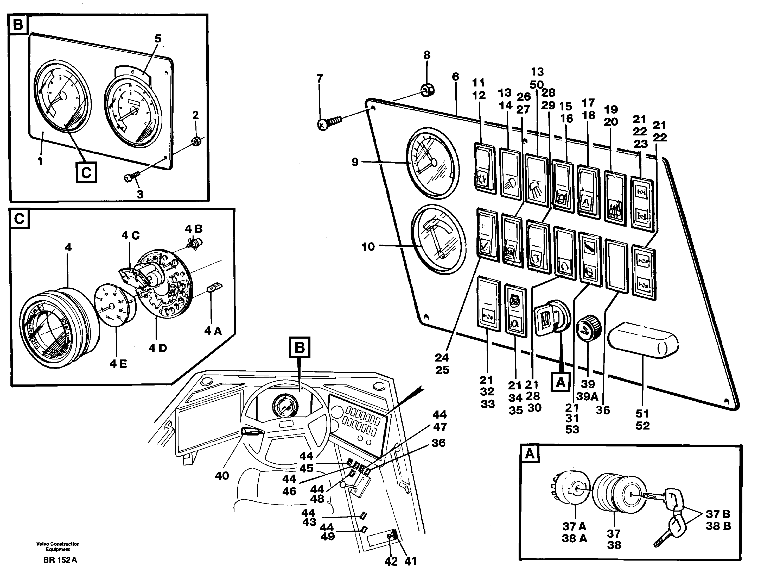Схема запчастей Volvo A40 - 66893 Instrument panel A40 SER NO 1201-, SER NO USA 60101-