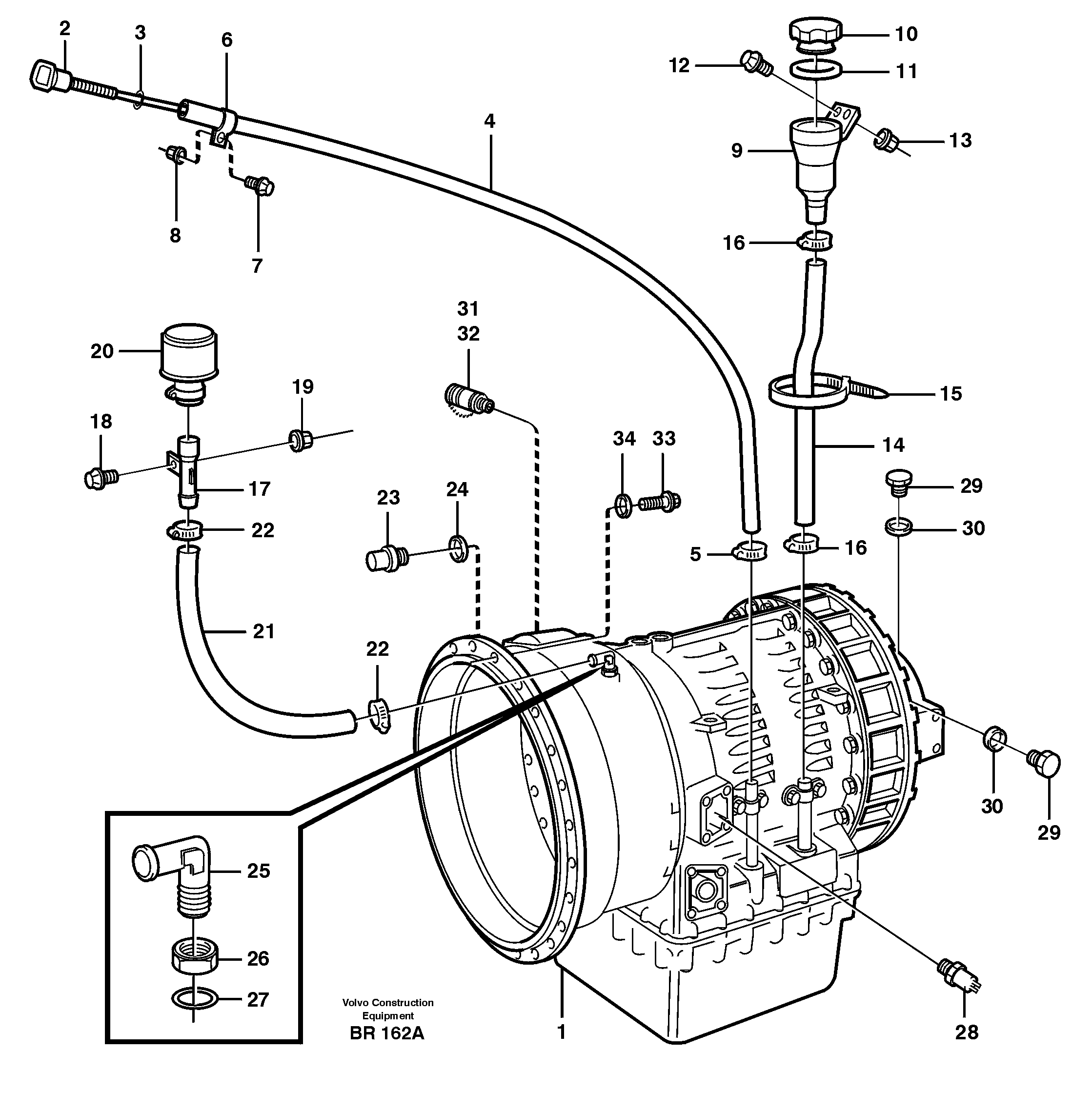 Схема запчастей Volvo A40 - 98074 Power transmission A40 SER NO 1201-, SER NO USA 60101-