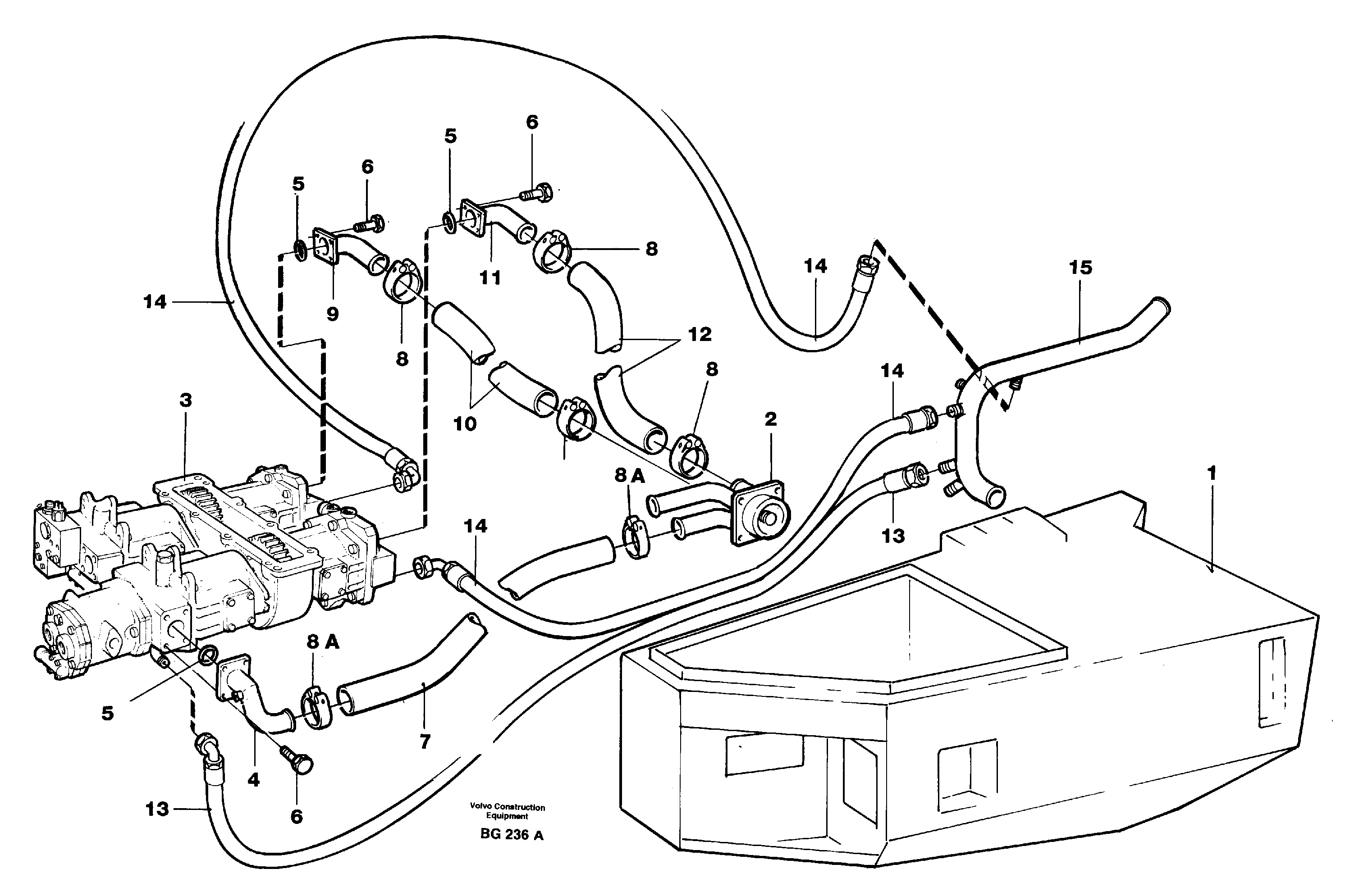 Схема запчастей Volvo A40 - 37864 Hydraulic system, motor unit A40 VOLVO BM VOLVO BM A40 SER NO - 1151/- 60026