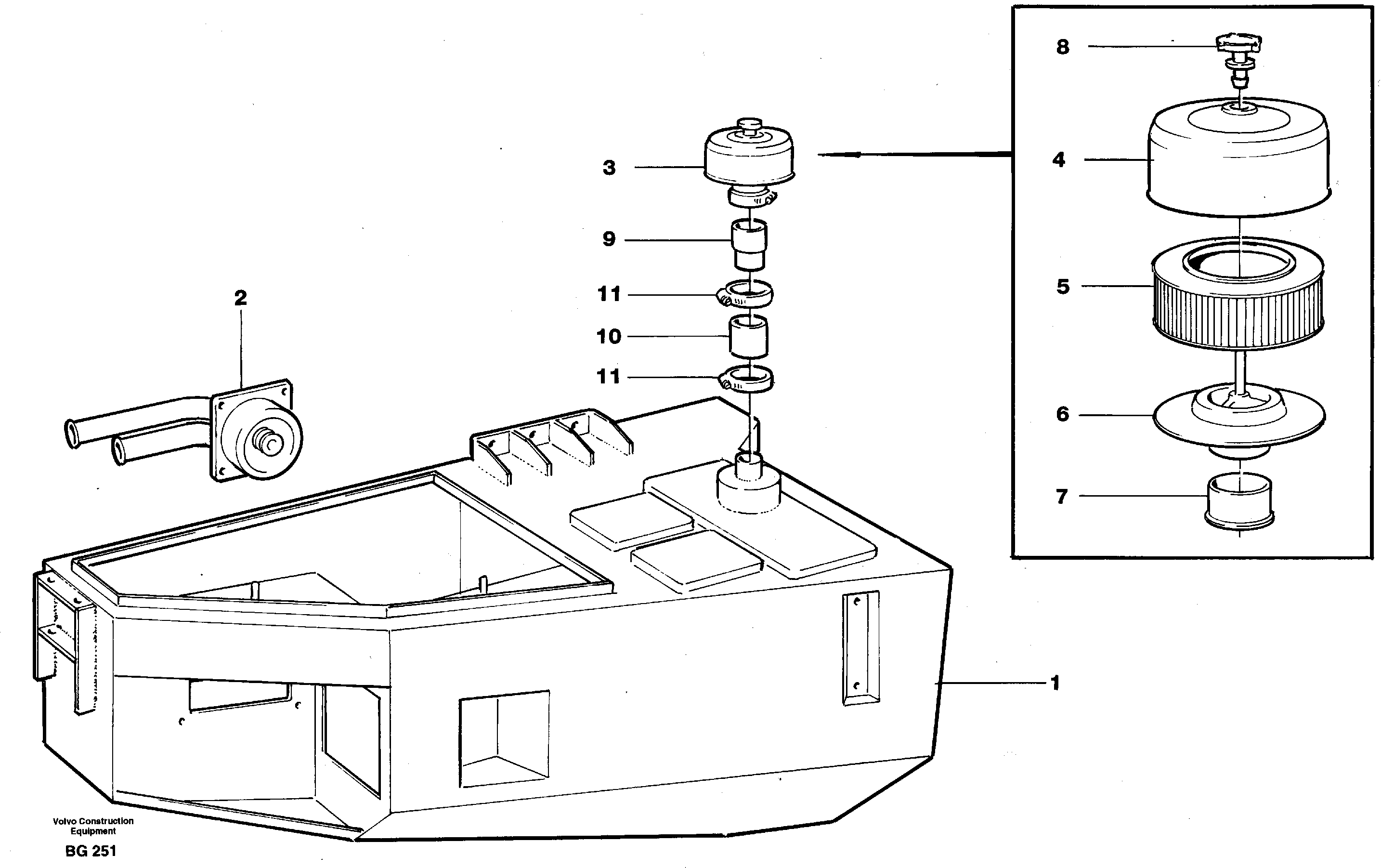 Схема запчастей Volvo A40 - 67513 Hydraulic oil tank, with fitting parts A40 VOLVO BM VOLVO BM A40 SER NO - 1151/- 60026