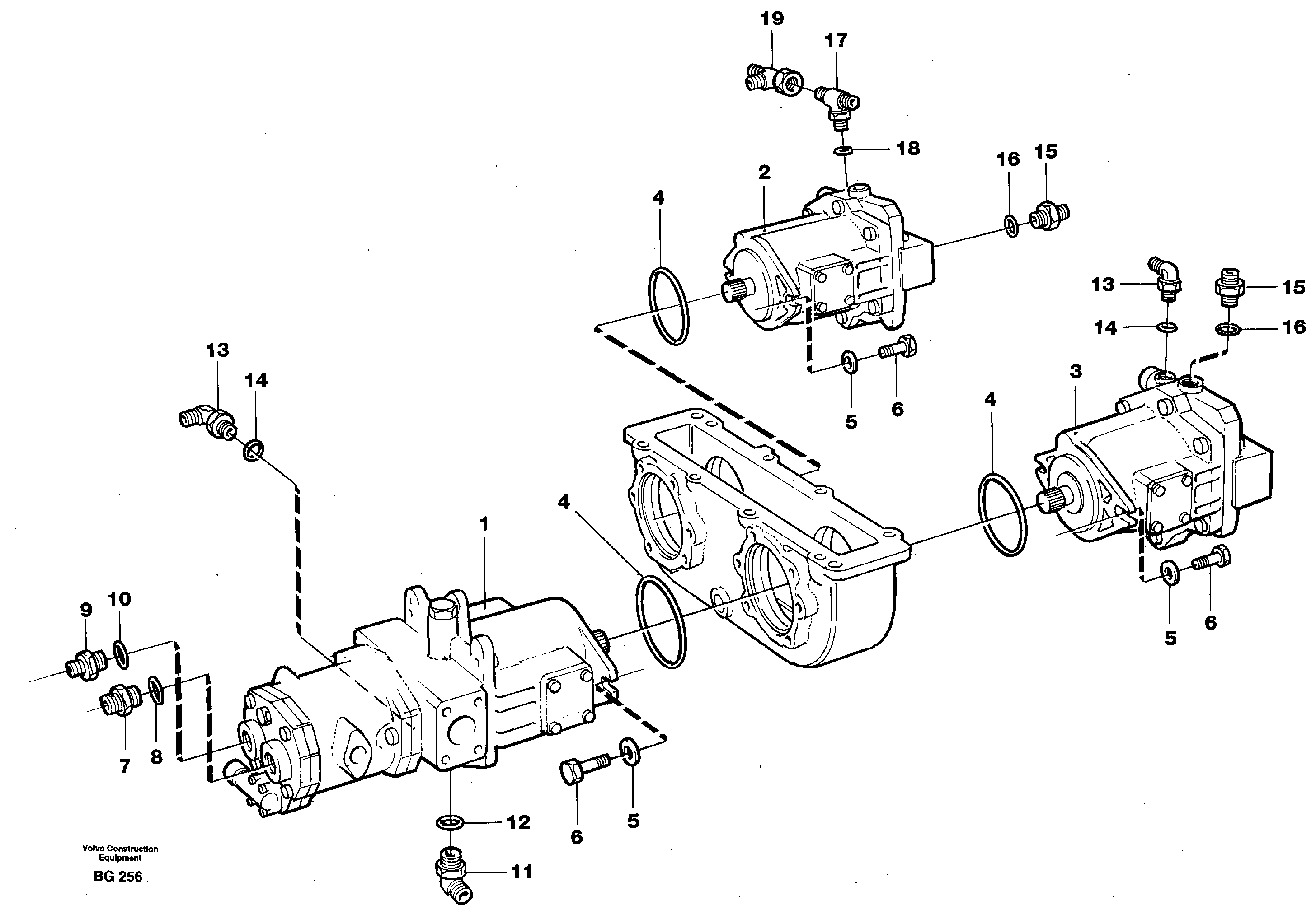 Схема запчастей Volvo A40 - 52491 Hydraulic pump with fitting parts A40 VOLVO BM VOLVO BM A40 SER NO - 1151/- 60026
