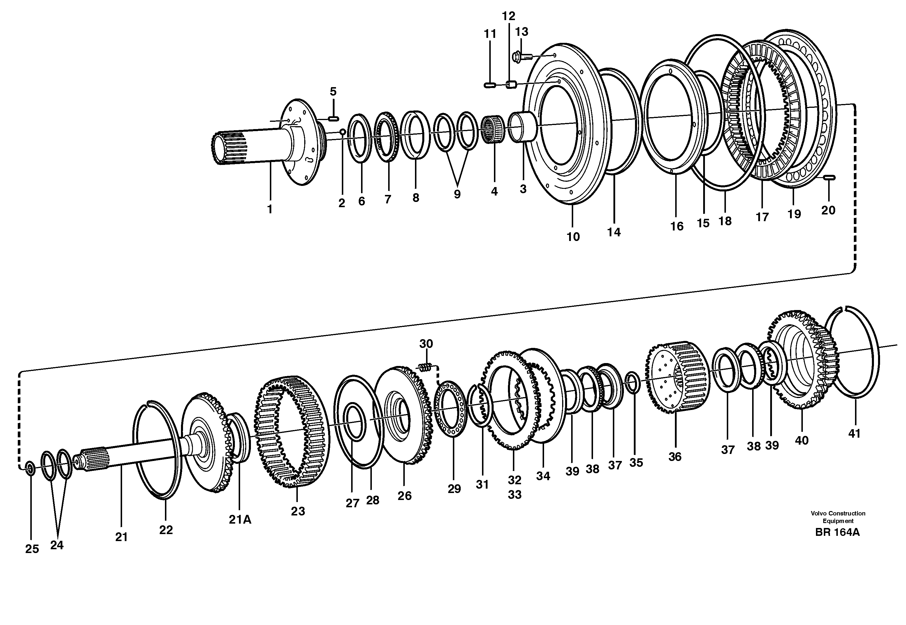 Схема запчастей Volvo A40 - 82109 Ретардер (тормоз-замедлитель) и муфта A40 SER NO 1201-, SER NO USA 60101-