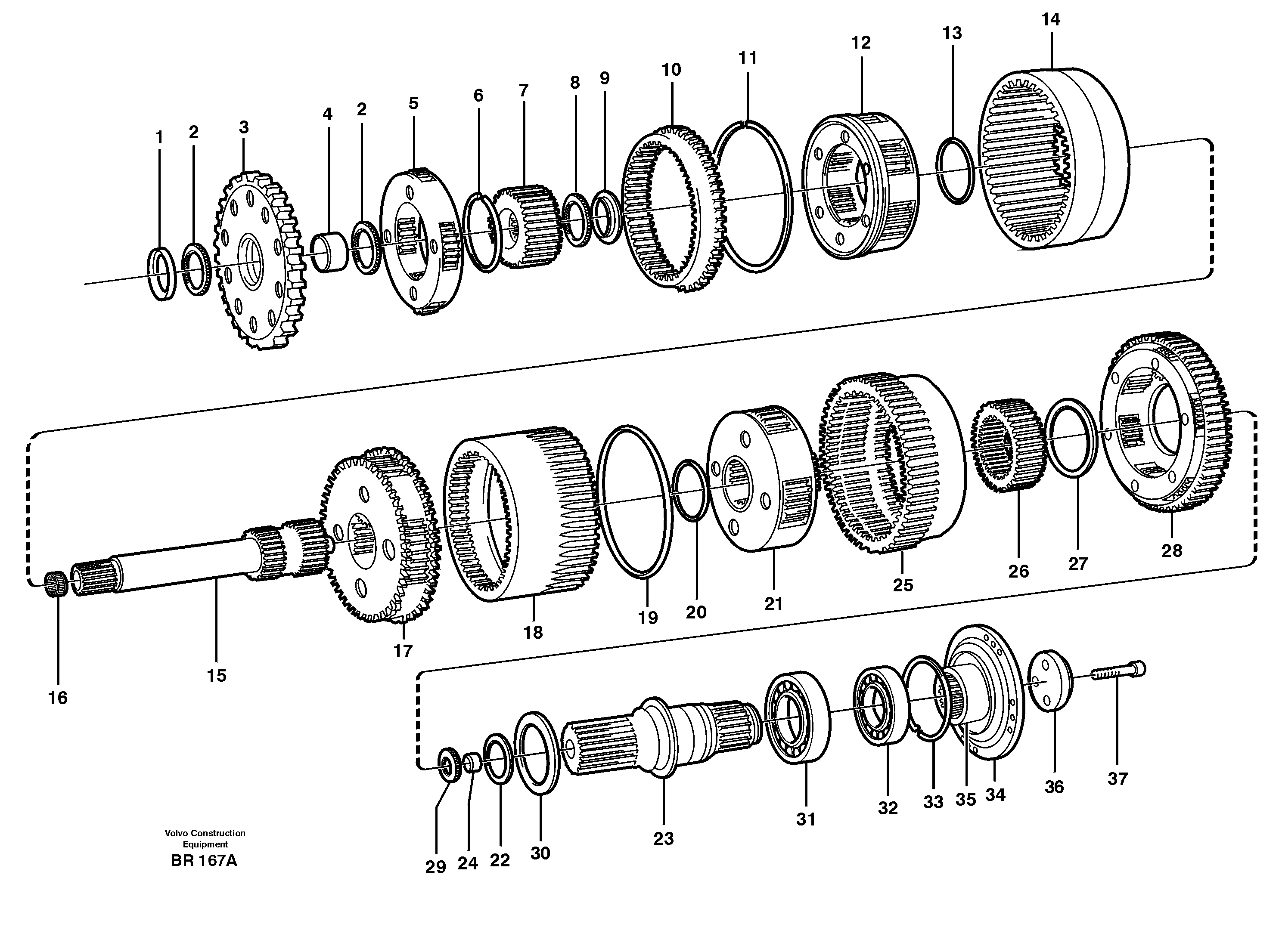 Схема запчастей Volvo A40 - 92259 Planetary gears and shafts A40 SER NO 1201-, SER NO USA 60101-