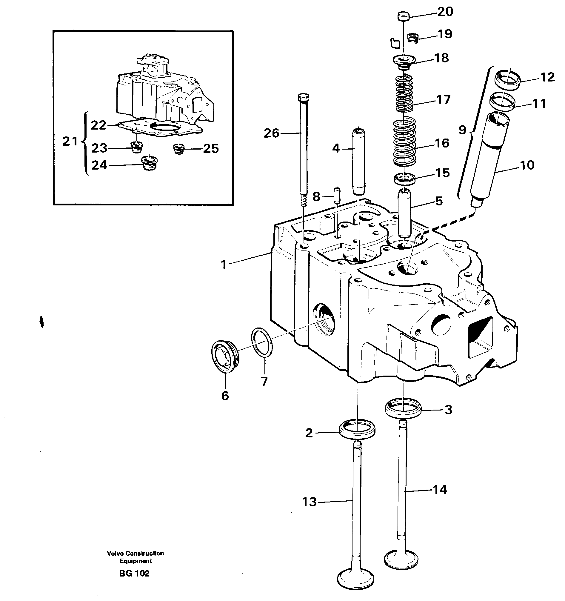 Схема запчастей Volvo A40 - 10888 Головка блока цилиндров A40 VOLVO BM VOLVO BM A40 SER NO - 1151/- 60026