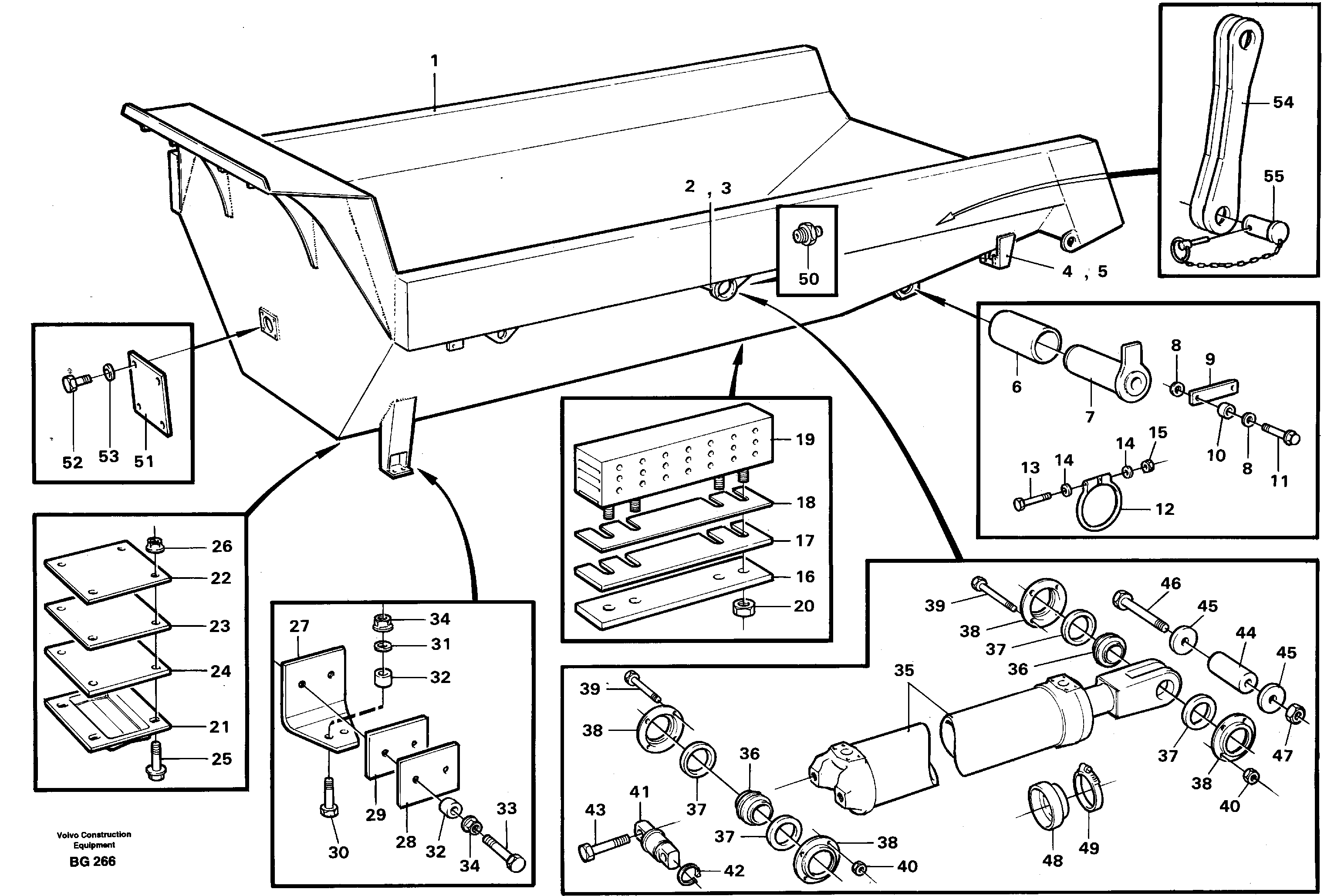 Схема запчастей Volvo A40 - 88279 Dumper basket with fitting parts A40 VOLVO BM VOLVO BM A40 SER NO - 1151/- 60026