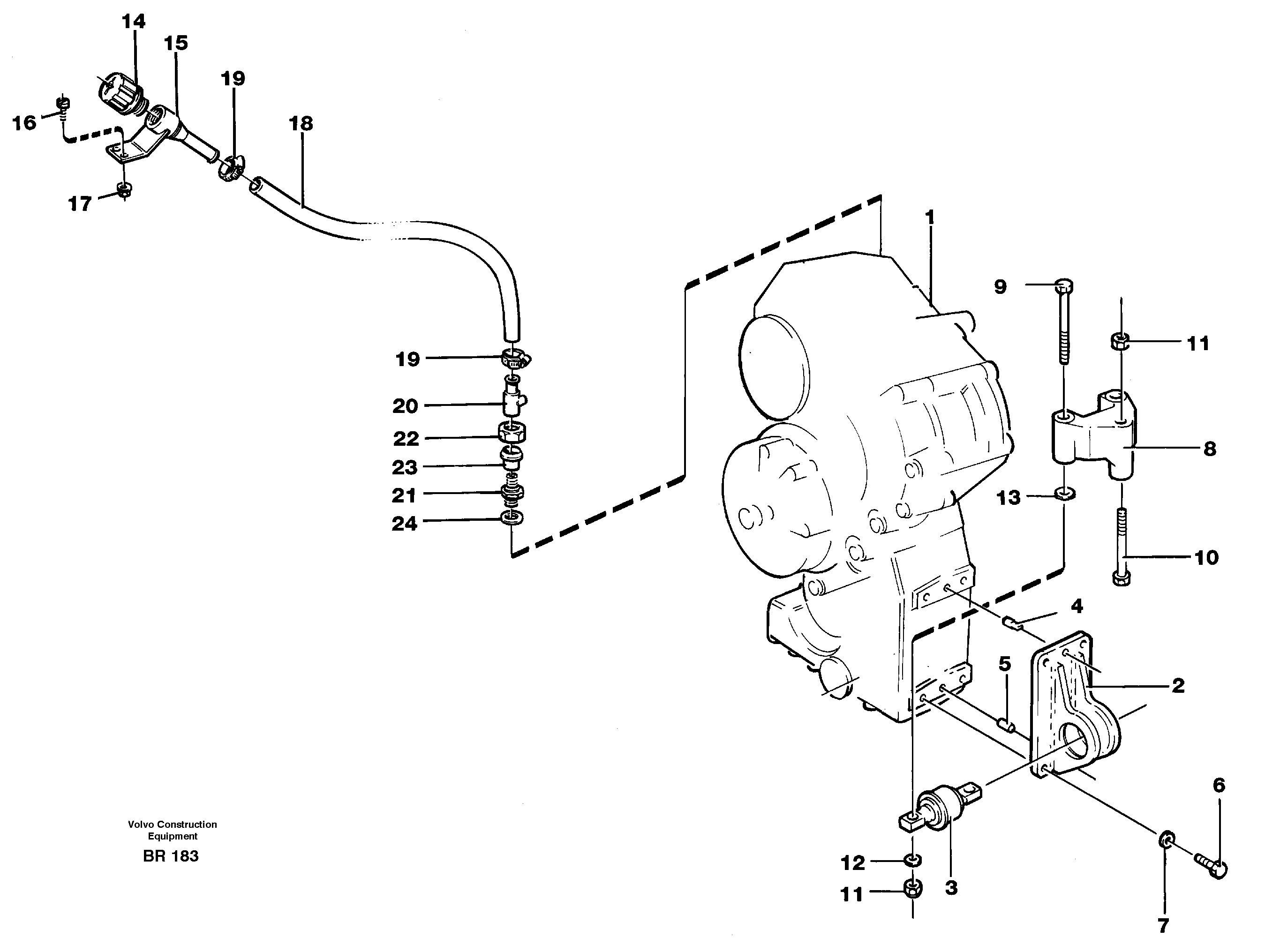 Схема запчастей Volvo A40 - 72068 Drop box with fitting parts A40 SER NO 1201-, SER NO USA 60101-