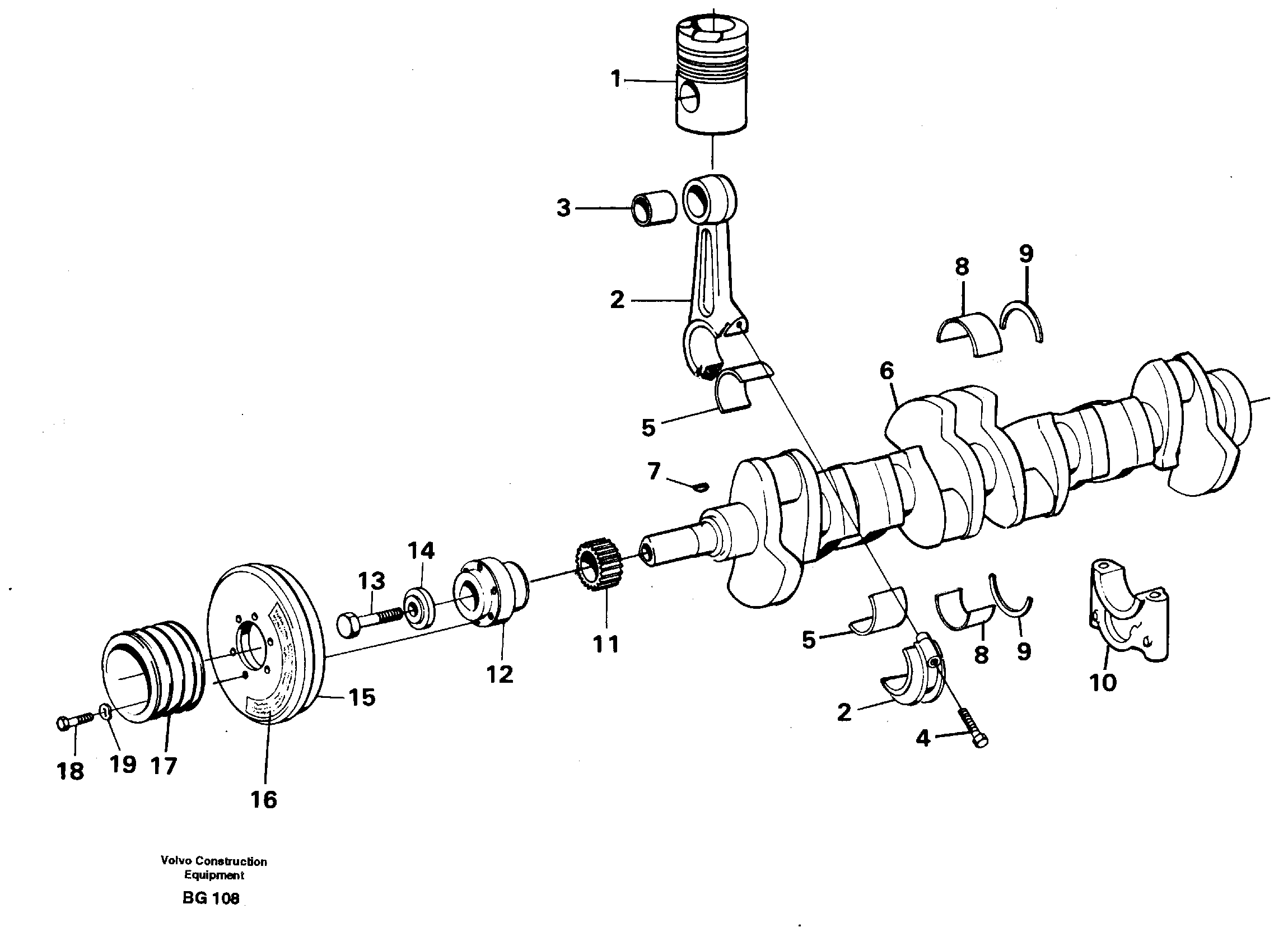Схема запчастей Volvo A40 - 10892 Crankshaft and related parts A40 VOLVO BM VOLVO BM A40 SER NO - 1151/- 60026