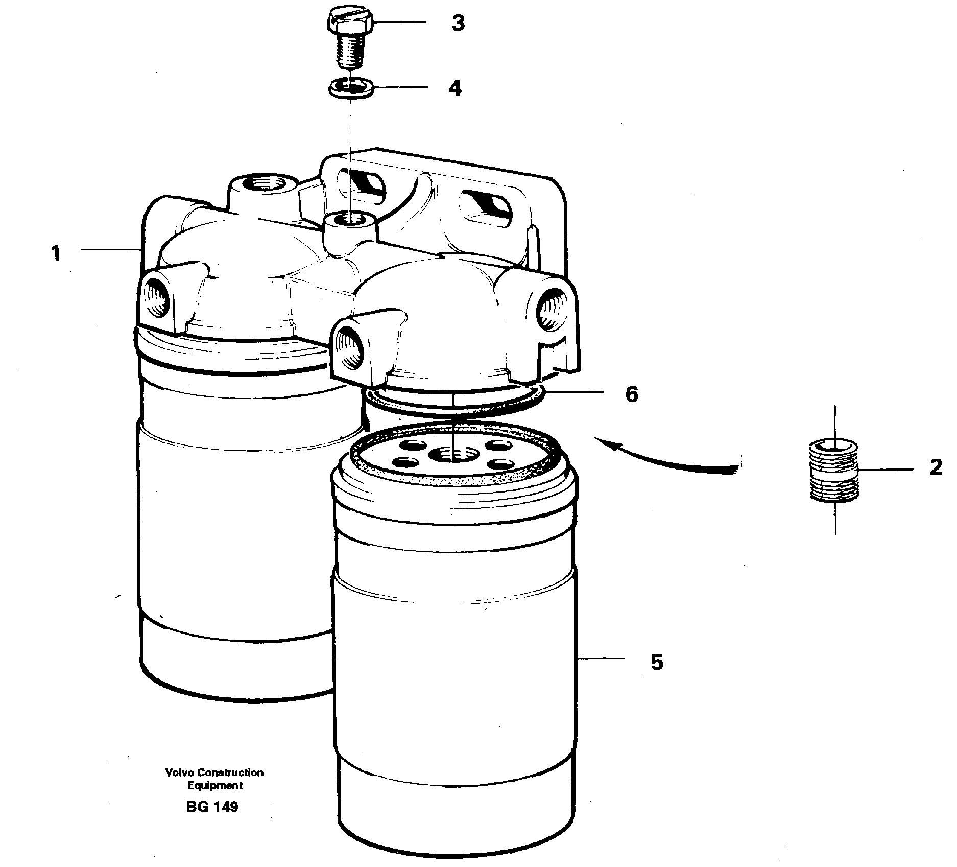Схема запчастей Volvo A40 - 10898 Фильтр топливный A40 VOLVO BM VOLVO BM A40 SER NO - 1151/- 60026
