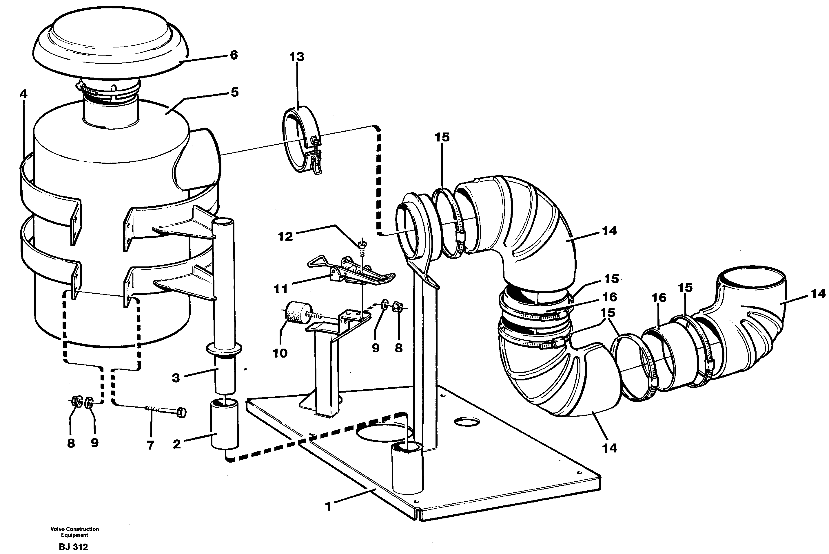 Схема запчастей Volvo A30C - 82770 Oil bath air filter with fitting parts A30C VOLVO BM VOLVO BM A30C SER NO - 2320/- 2275, USA