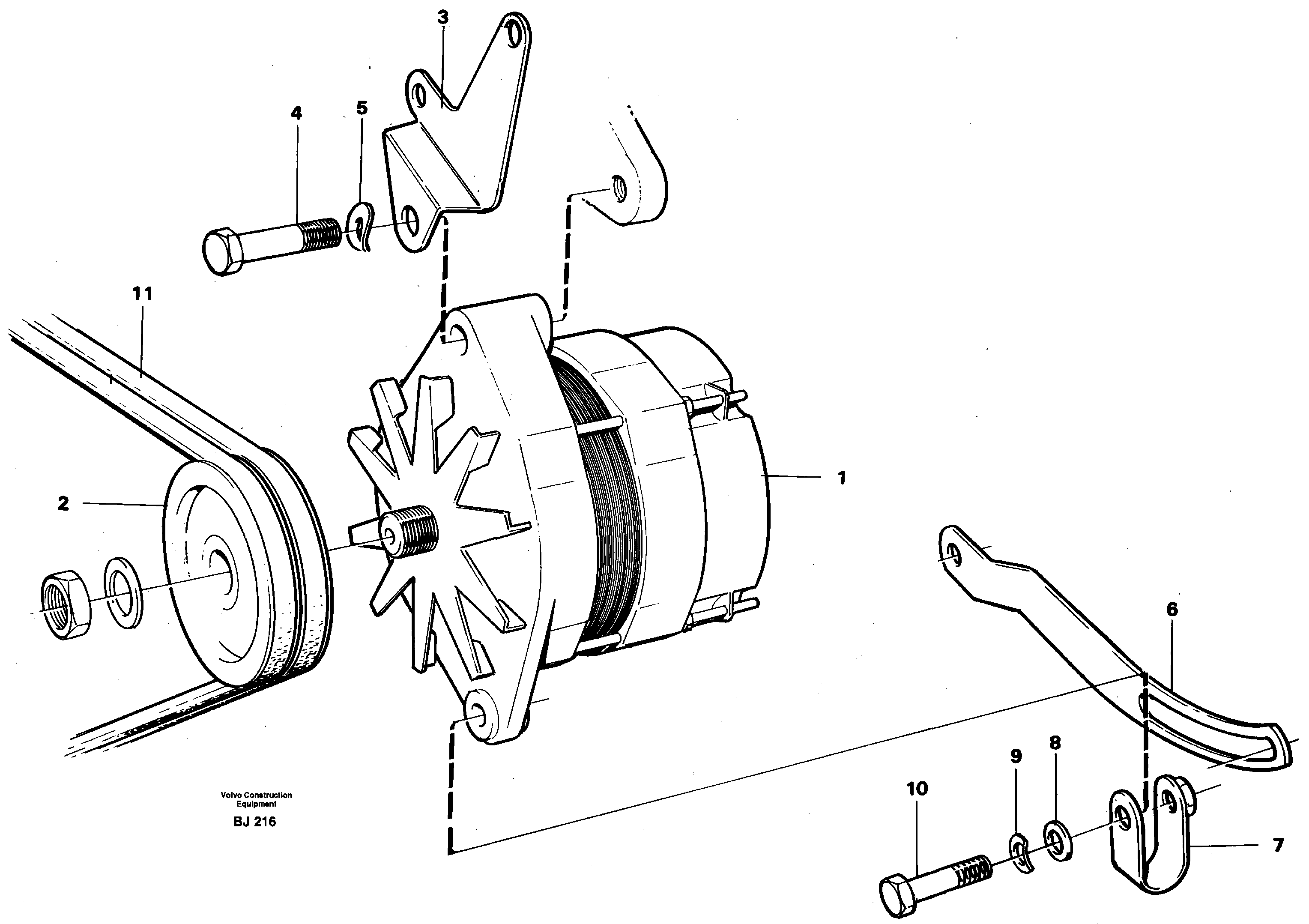 Схема запчастей Volvo A30C - 11253 Alternator with assembling details A30C VOLVO BM VOLVO BM A30C SER NO - 2320/- 2275, USA