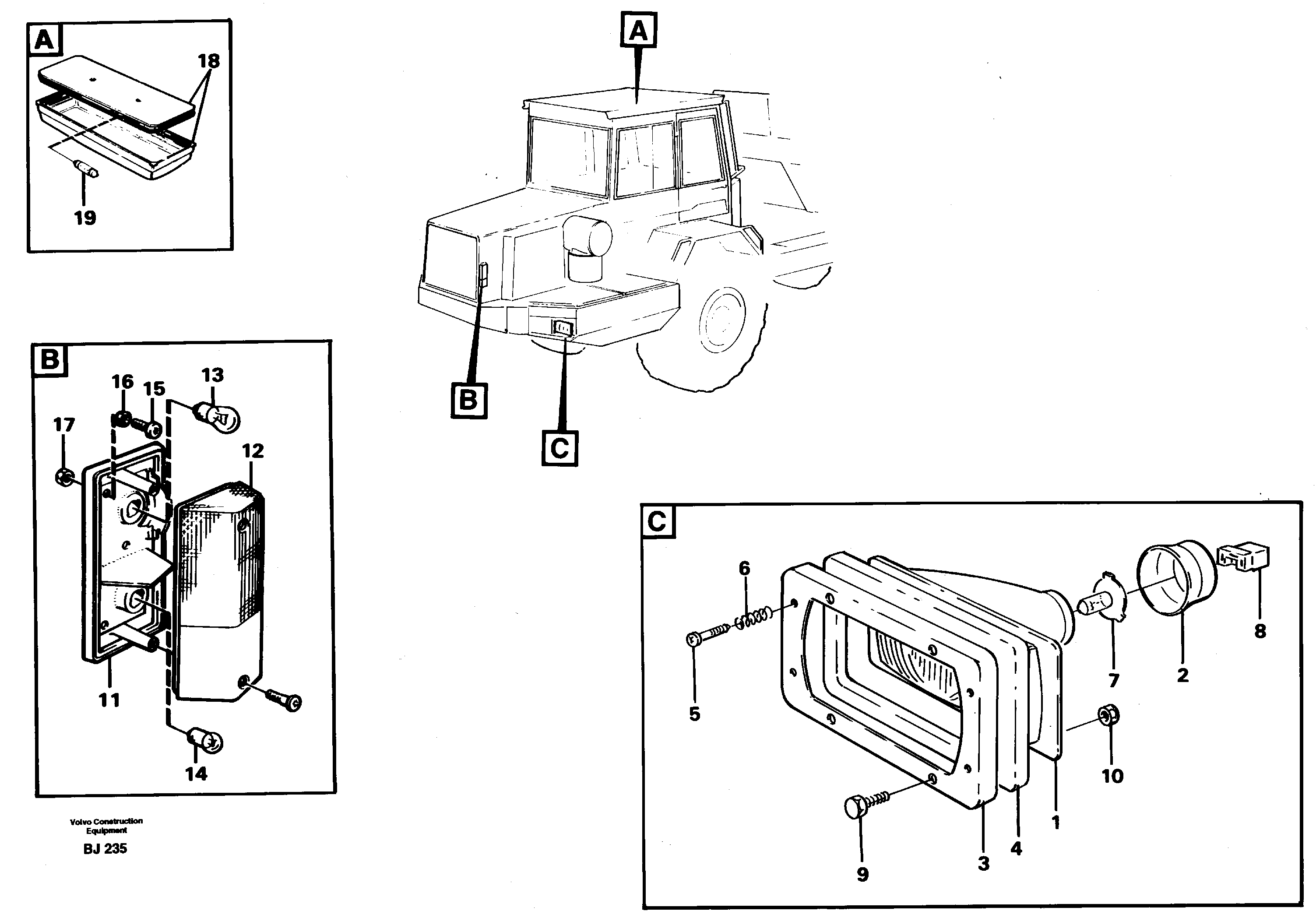 Схема запчастей Volvo A30C - 2417 Lighting, front A30C VOLVO BM VOLVO BM A30C SER NO - 2320/- 2275, USA