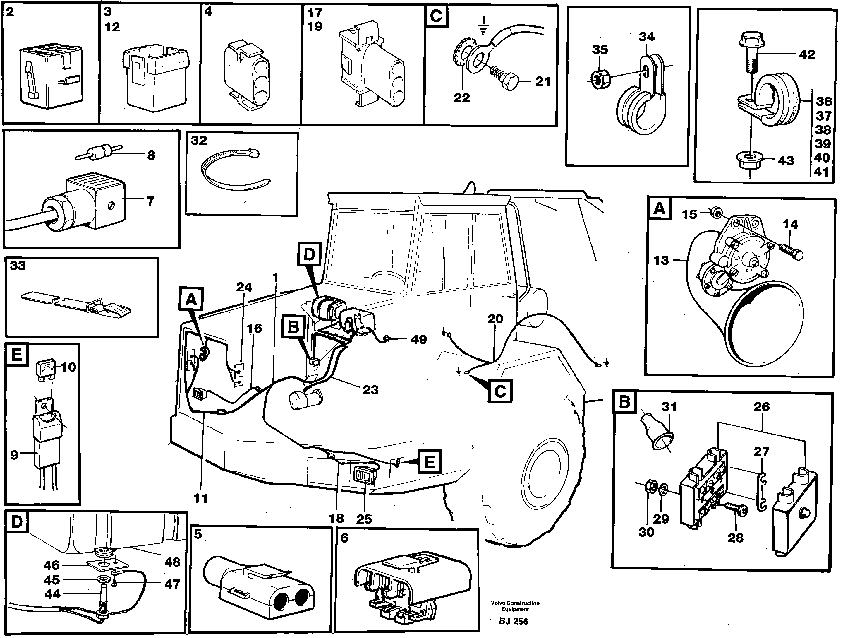 Схема запчастей Volvo A30C - 94883 Cable harnesses, front A30C VOLVO BM VOLVO BM A30C SER NO - 2320/- 2275, USA