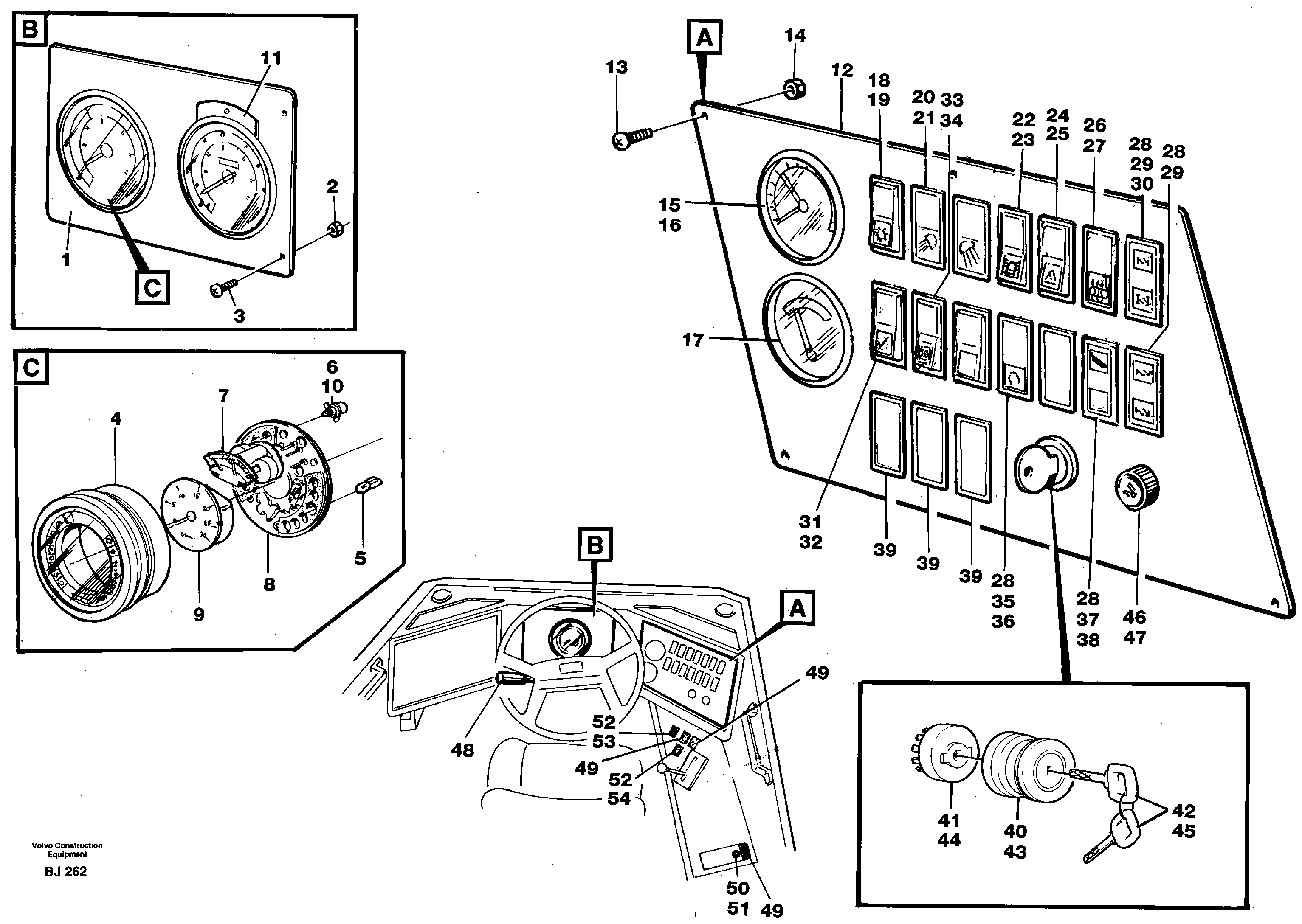 Схема запчастей Volvo A30C - 61160 Instrument panel A30C VOLVO BM VOLVO BM A30C SER NO - 2320/- 2275, USA
