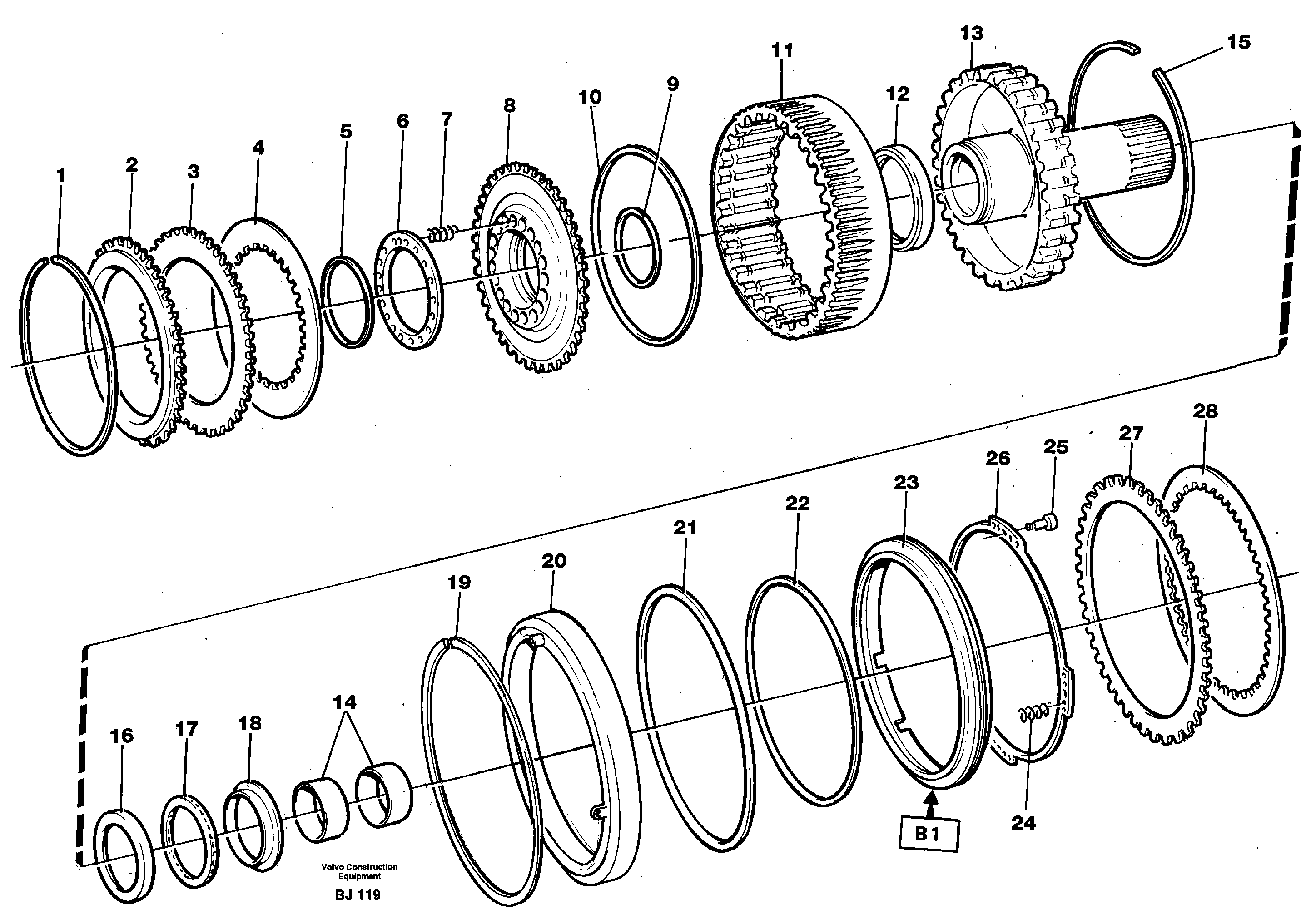Схема запчастей Volvo A30C - 85151 Clutch and brake A30C VOLVO BM VOLVO BM A30C SER NO - 2320/- 2275, USA